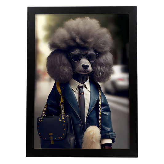 Nacnic Lámina Poodle Cooperativo en estilo Fotografía a todo color. Divertidas ilustraciones realistas de animales con ropa humana. Diseño y Decoración de Interiores.-Artwork-Nacnic-A4-Sin marco-Nacnic Estudio SL