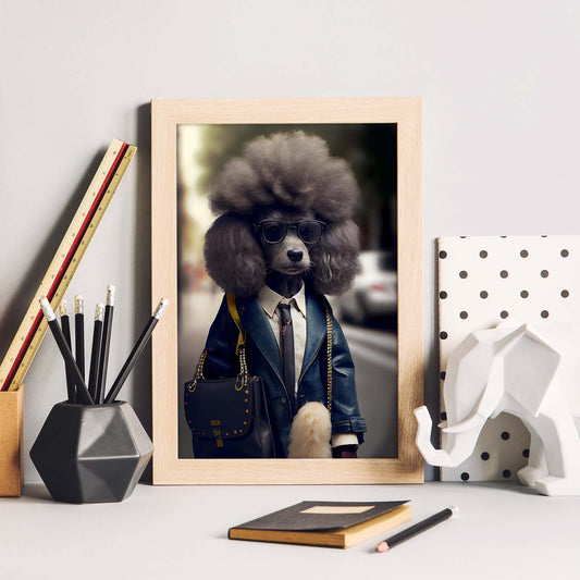 Nacnic Lámina Poodle Cooperativo en estilo Fotografía a todo color. Divertidas ilustraciones realistas de animales con ropa humana. Diseño y Decoración de Interiores.-Artwork-Nacnic-Nacnic Estudio SL