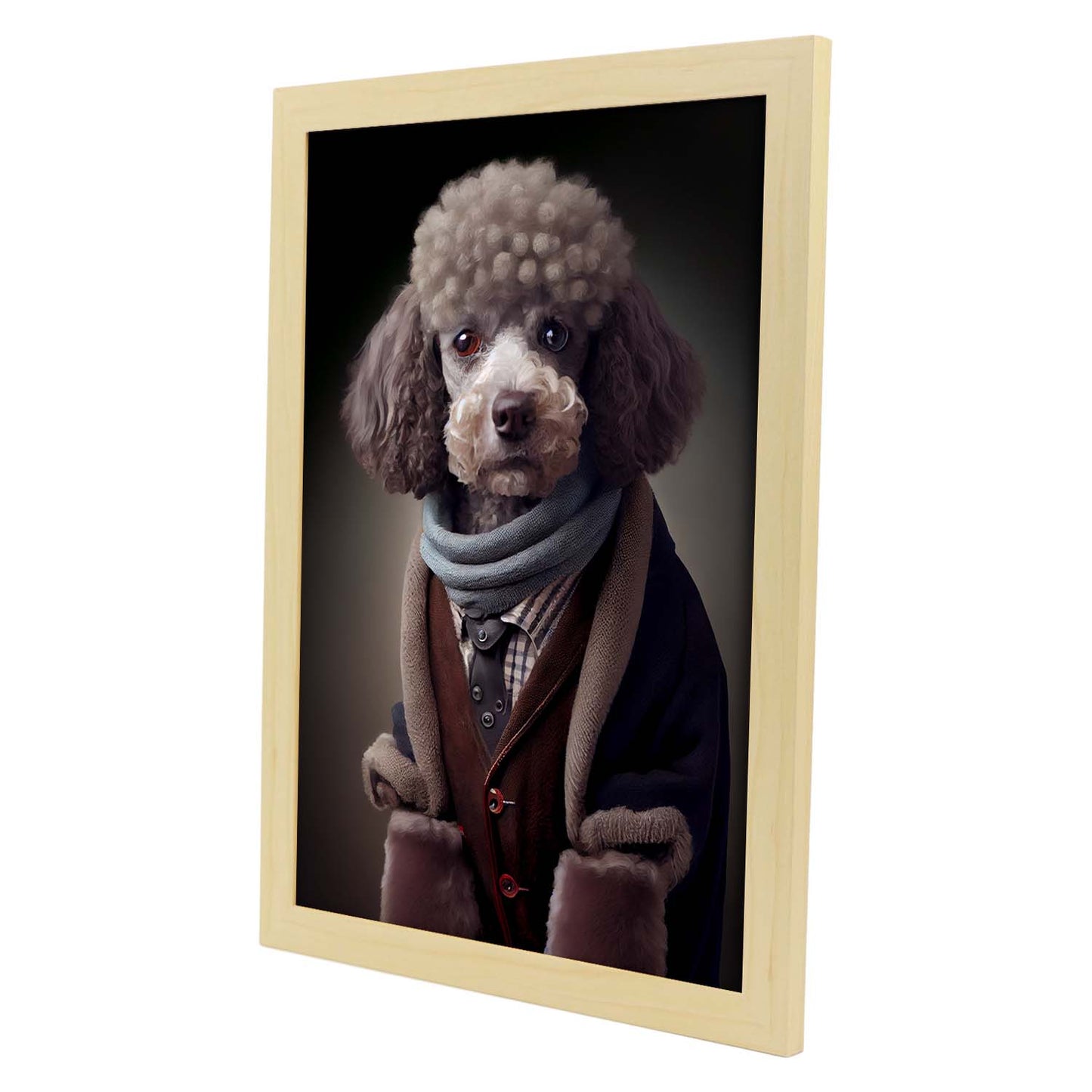 Nacnic Lámina Poodle marrón Curioso en estilo Fotografía a todo color. Divertidas ilustraciones realistas de animales con ropa humana. Diseño y Decoración de Interiores.-Artwork-Nacnic-Nacnic Estudio SL