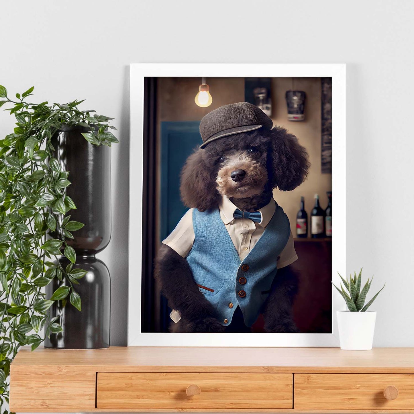 Nacnic Lámina Poodle Sensible en estilo Fotografía a todo color. Divertidas ilustraciones realistas de animales con ropa humana. Diseño y Decoración de Interiores.-Artwork-Nacnic-Nacnic Estudio SL