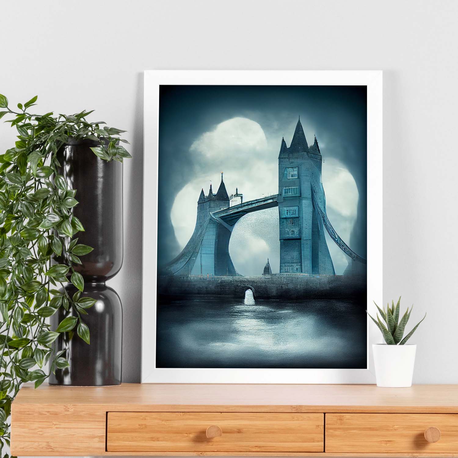 Nacnic Lámina Puente de la Torre Optimista al estilo de T. Burton. Ilustraciones de monumentos, ciudades, paises inspiradas en arte gótico y oscuro. Diseño y Decoración de Interiores.-Artwork-Nacnic-Nacnic Estudio SL