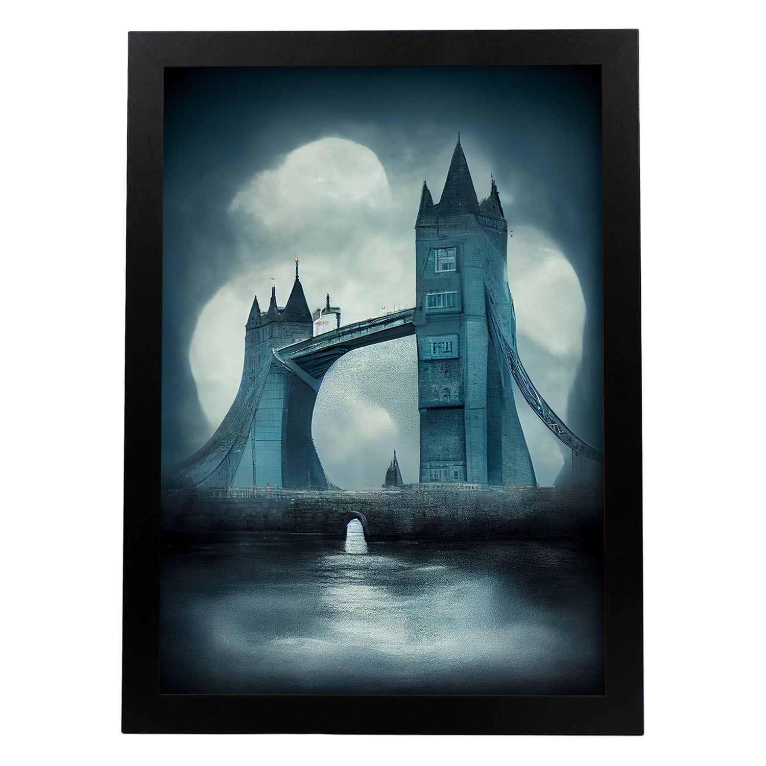 Nacnic Lámina Puente de la Torre Optimista al estilo de T. Burton. Ilustraciones de monumentos, ciudades, paises inspiradas en arte gótico y oscuro. Diseño y Decoración de Interiores.-Artwork-Nacnic-A4-Sin marco-Nacnic Estudio SL