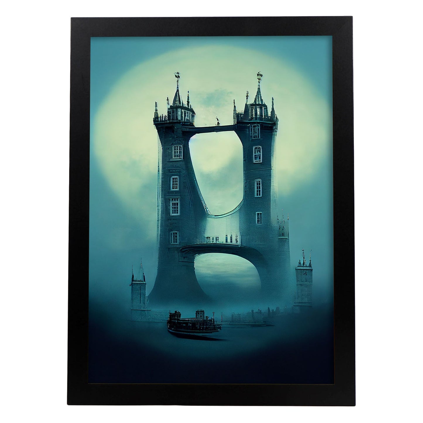 Nacnic Lámina Puente de la Torre Tolerante al estilo de T. Burton. Ilustraciones de monumentos, ciudades, paises inspiradas en arte gótico y oscuro. Diseño y Decoración de Interiores.-Artwork-Nacnic-A4-Sin marco-Nacnic Estudio SL