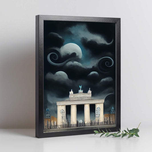 Nacnic Lámina Puerta de Brandenburgo Cariñoso al estilo de T. Burton. Ilustraciones de monumentos, ciudades, paises inspiradas en arte gótico y oscuro. Diseño y Decoración de Interiores.-Artwork-Nacnic-Nacnic Estudio SL