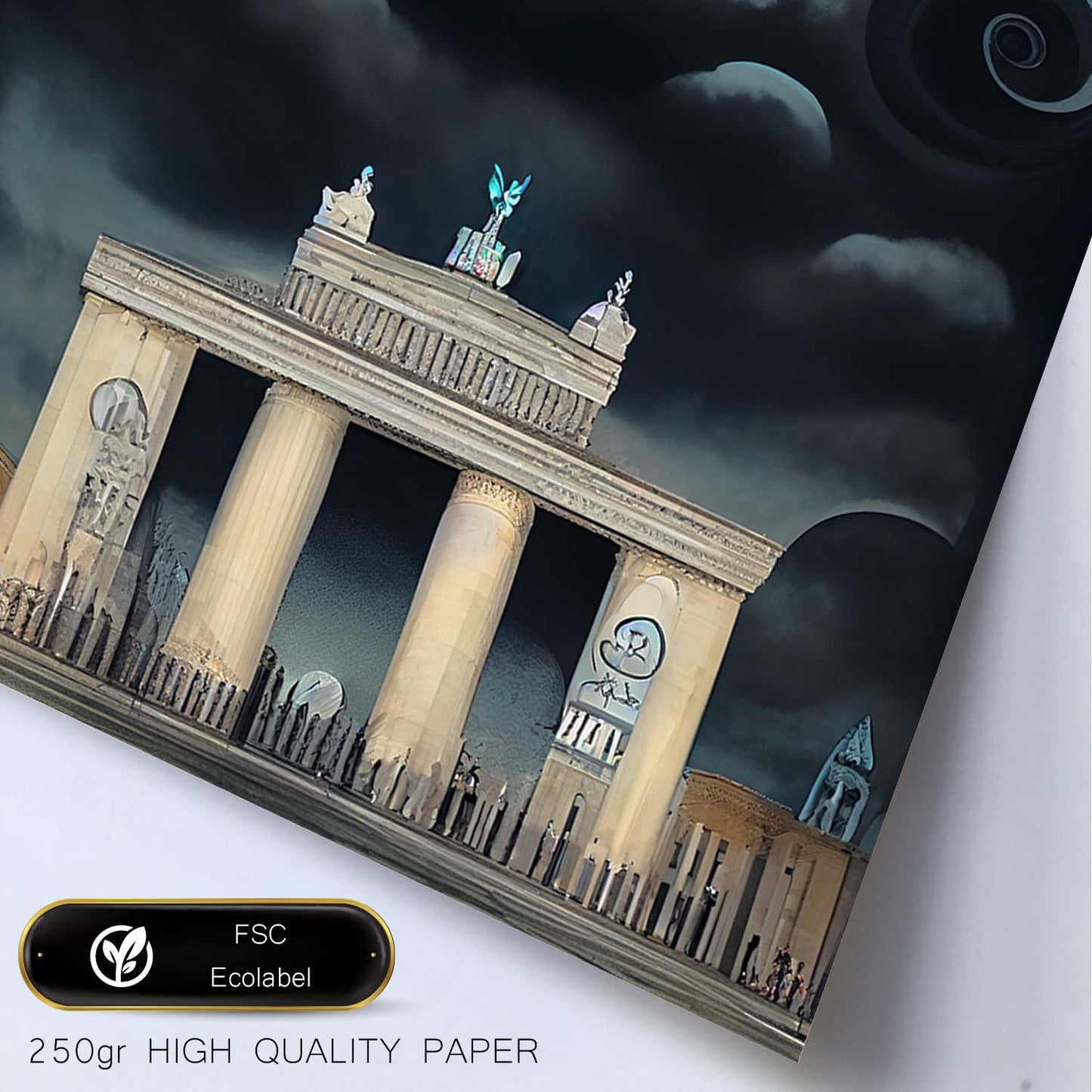 Nacnic Lámina Puerta de Brandenburgo Cariñoso al estilo de T. Burton. Ilustraciones de monumentos, ciudades, paises inspiradas en arte gótico y oscuro. Diseño y Decoración de Interiores.-Artwork-Nacnic-Nacnic Estudio SL