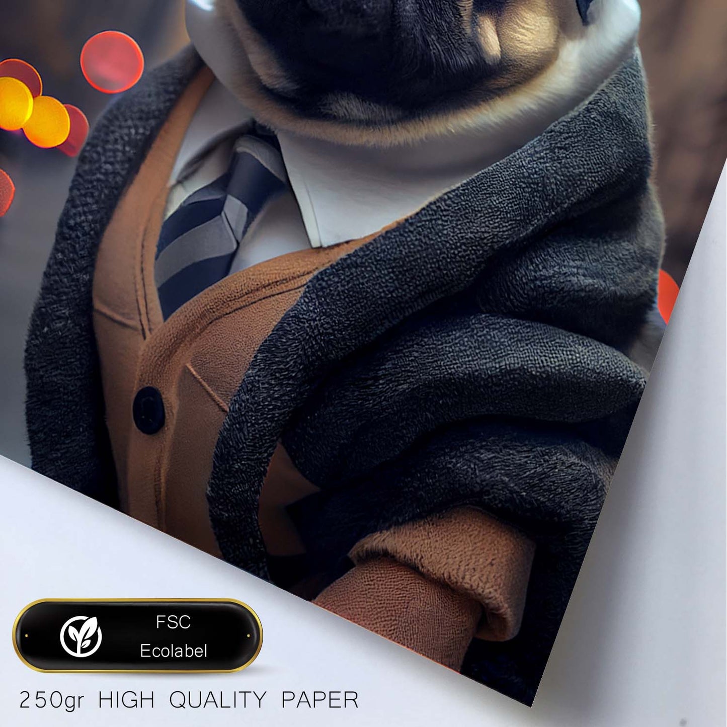 Nacnic Lámina Pug Generoso en estilo Fotografía a todo color. Divertidas ilustraciones realistas de animales con ropa humana. Diseño y Decoración de Interiores.-Artwork-Nacnic-Nacnic Estudio SL