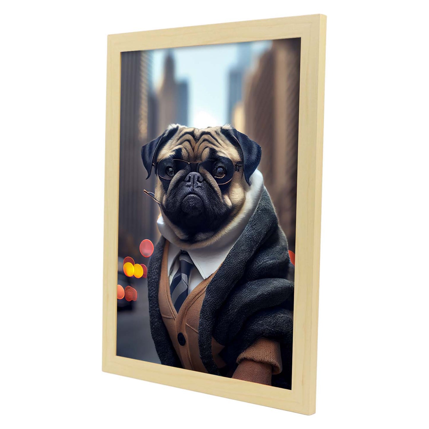 Nacnic Lámina Pug Generoso en estilo Fotografía a todo color. Divertidas ilustraciones realistas de animales con ropa humana. Diseño y Decoración de Interiores.-Artwork-Nacnic-Nacnic Estudio SL