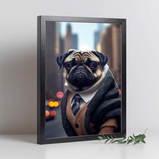 Nacnic Lámina Pug Generoso en estilo Fotografía a todo color. Divertidas ilustraciones realistas de animales con ropa humana. Diseño y Decoración de Interiores.-Artwork-Nacnic-Nacnic Estudio SL