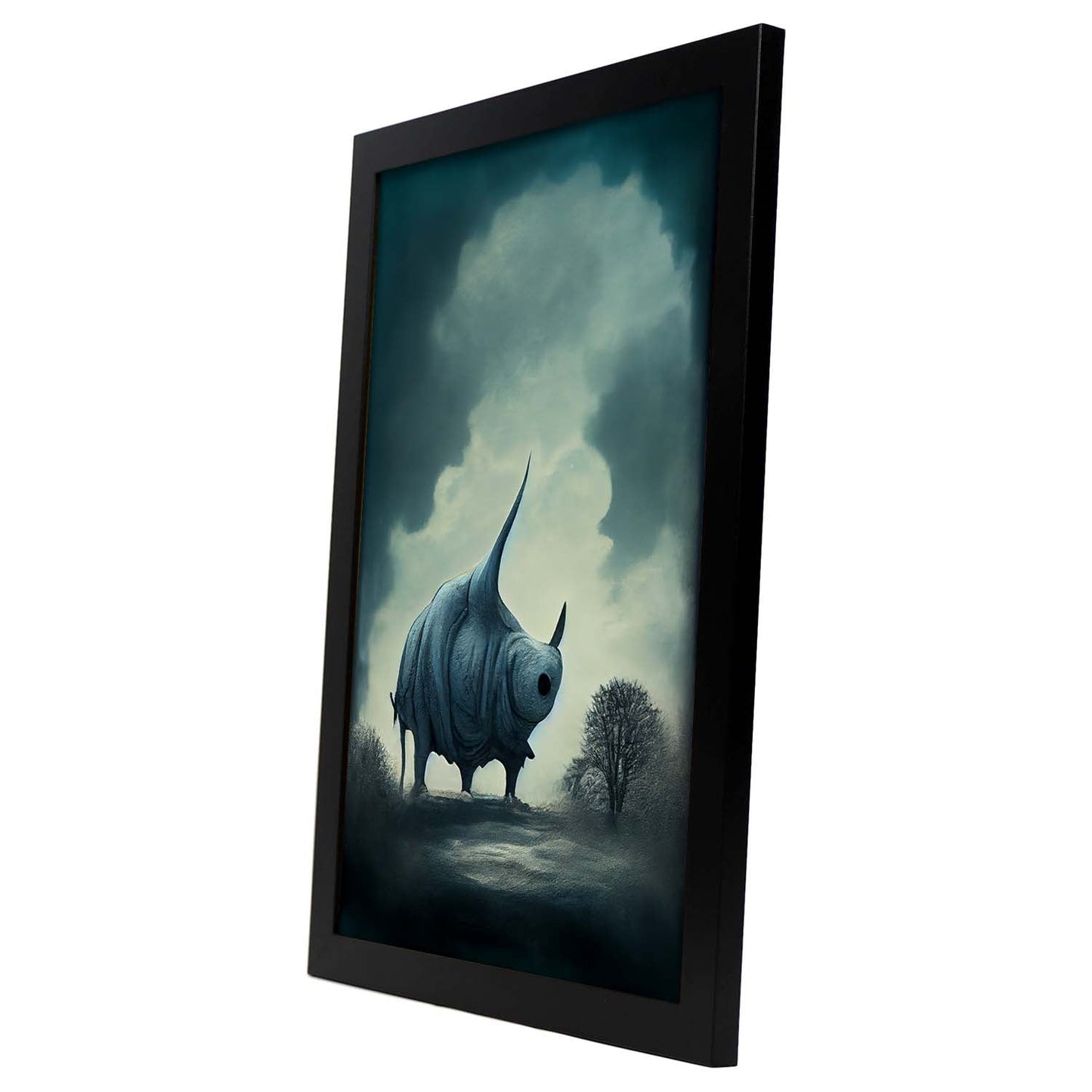 Nacnic Lámina Rinoceronte Responsable estilo T. Burton. Ilustraciones y pósters de animales inspirados en el arte gótico y oscuro de Burton. Diseño y Decoración de Interiores.-Artwork-Nacnic-Nacnic Estudio SL