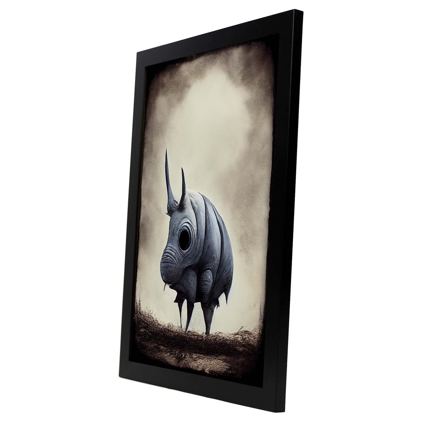 Nacnic Lámina Rinoceronte Valiente estilo T. Burton. Ilustraciones y pósters de animales inspirados en el arte gótico y oscuro de Burton. Diseño y Decoración de Interiores.-Artwork-Nacnic-Nacnic Estudio SL