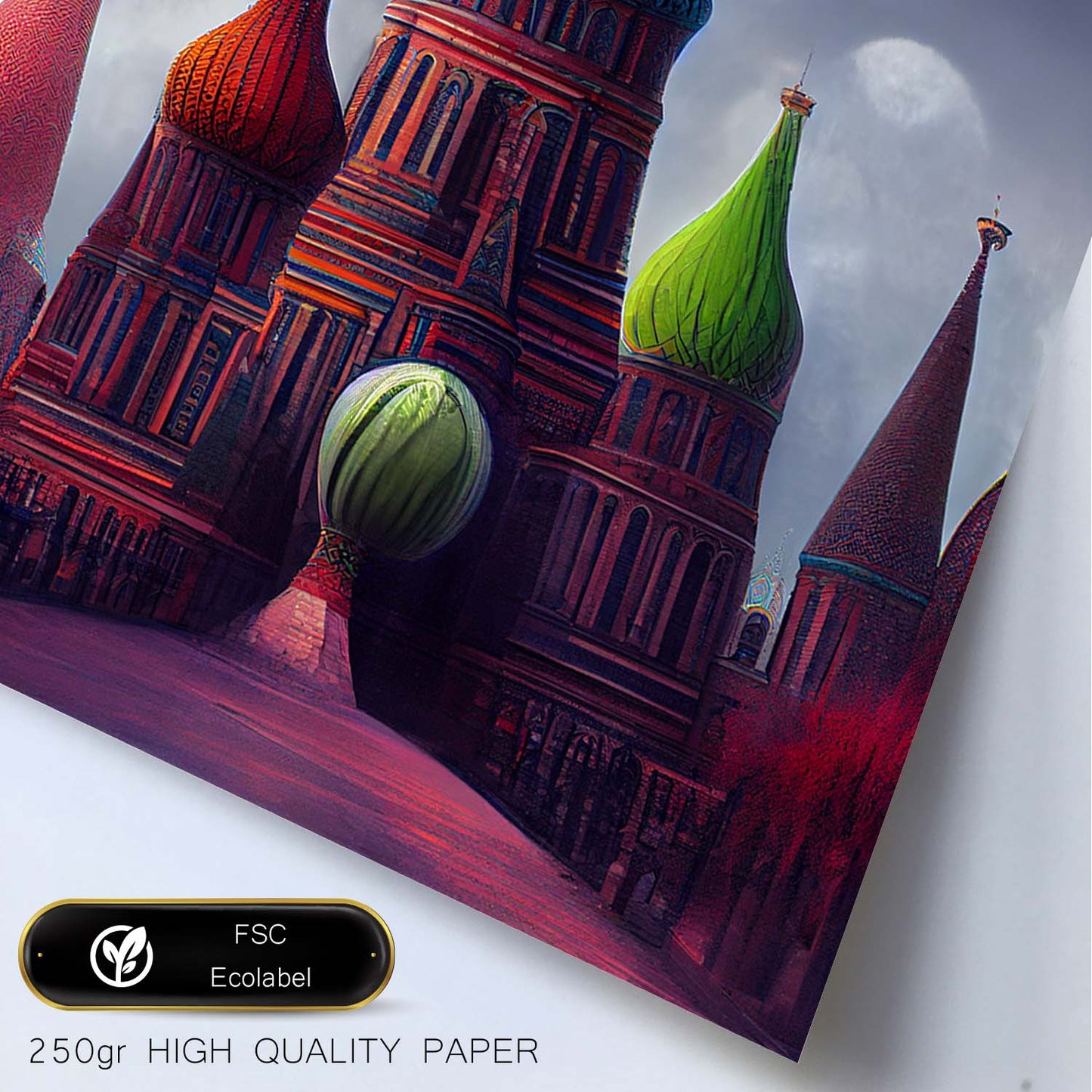 Nacnic Lámina San Basilio a color Encantador al estilo de T. Burton. Ilustraciones de monumentos, ciudades, paises inspiradas en arte gótico y oscuro. Diseño y Decoración de Interiores.-Artwork-Nacnic-Nacnic Estudio SL