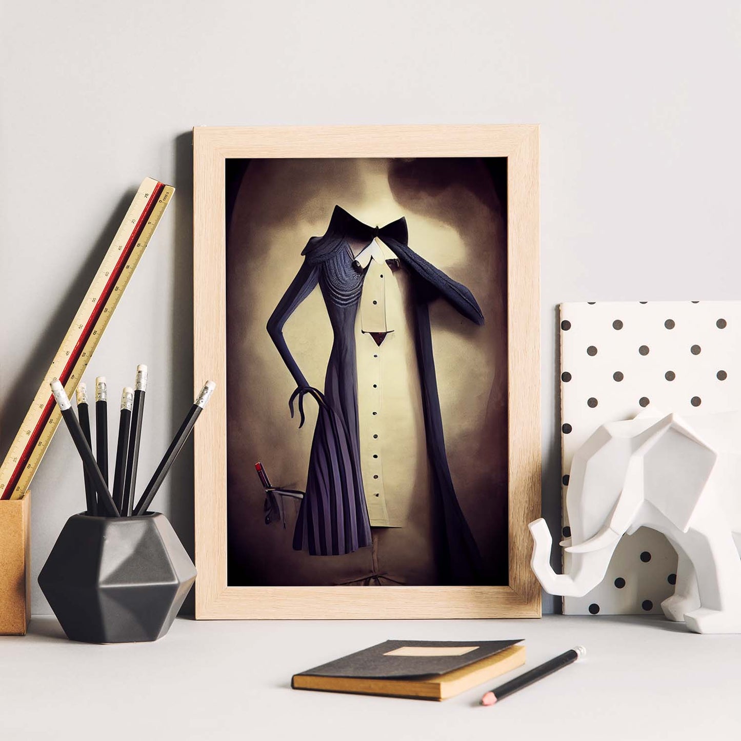 Nacnic Lámina Sastre Encantador al estilo de T. Burton. Ilustraciones de profesiones y oficios inspiradas en arte gótico y oscuro. Diseño y Decoración de Interiores.-Artwork-Nacnic-Nacnic Estudio SL