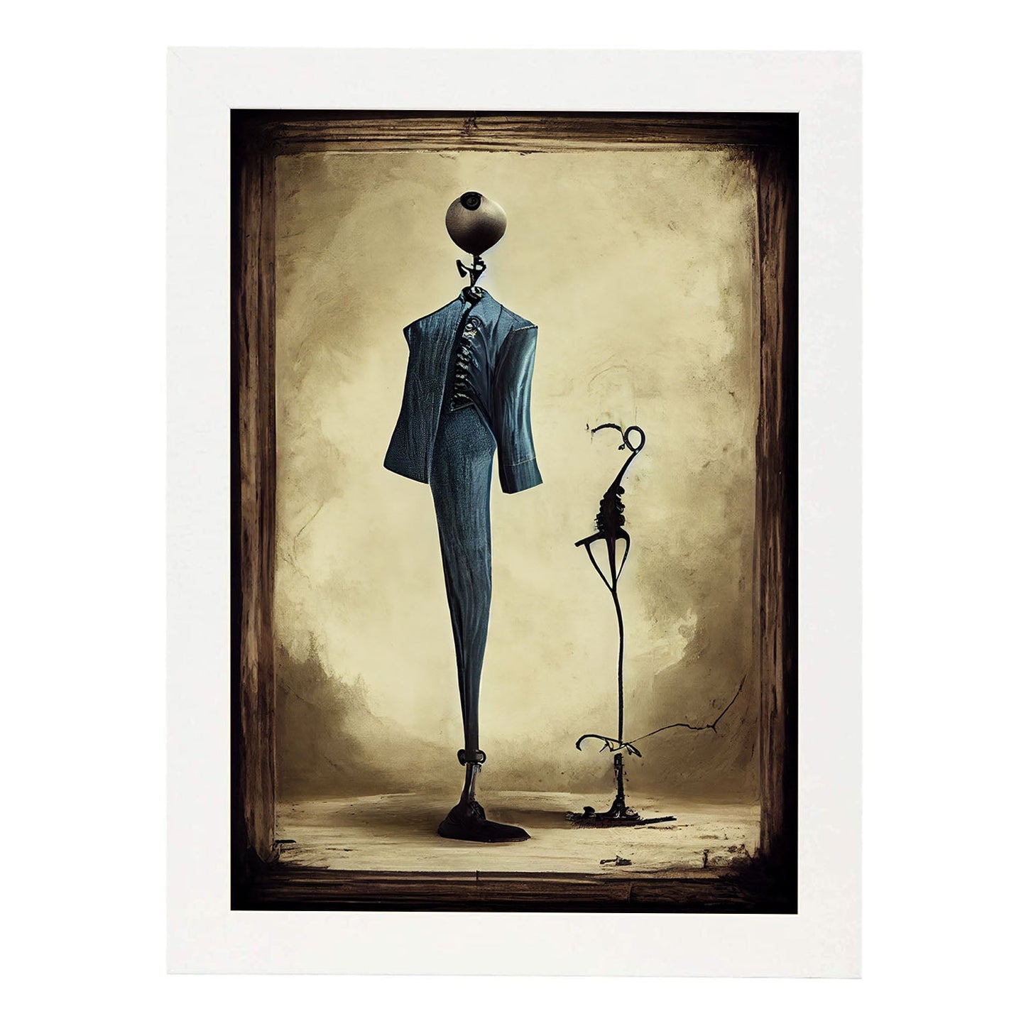 Nacnic Lámina Sastre Sociable al estilo de T. Burton. Ilustraciones de profesiones y oficios inspiradas en arte gótico y oscuro. Diseño y Decoración de Interiores.-Artwork-Nacnic-A4-Marco Blanco-Nacnic Estudio SL