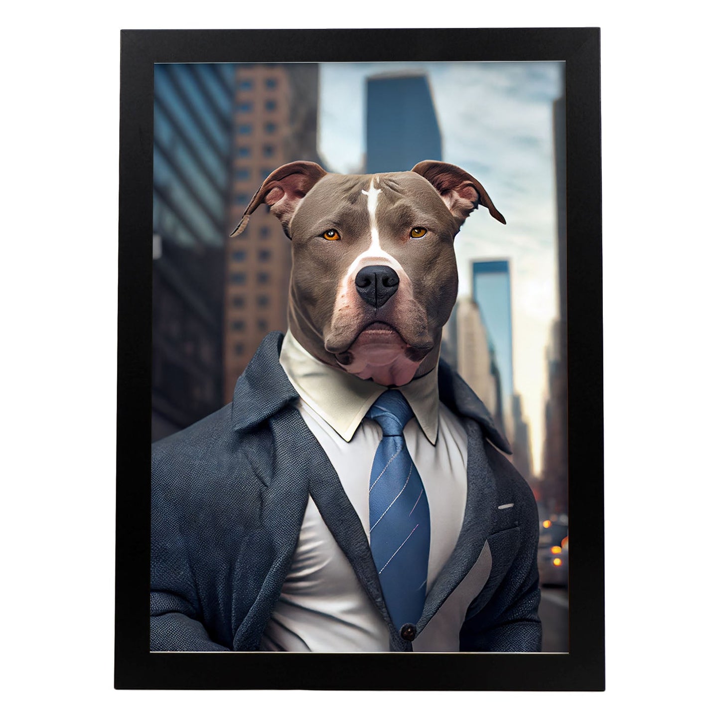 Nacnic Lámina Staffordshire Terrier americano Curioso en estilo Fotografía a todo color. Divertidas ilustraciones realistas de animales con ropa humana. Diseño y Decoración de Interiores.-Artwork-Nacnic-A4-Sin marco-Nacnic Estudio SL