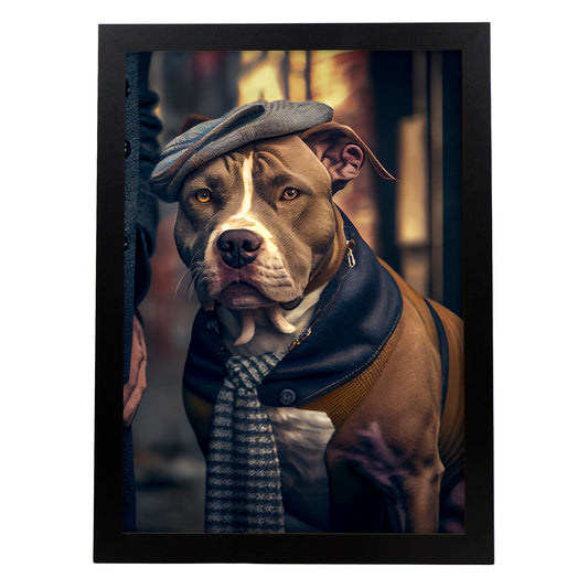 Nacnic Lámina Staffordshire Terrier americano Leal en estilo Fotografía a todo color. Divertidas ilustraciones realistas de animales con ropa humana. Diseño y Decoración de Interiores.-Artwork-Nacnic-A4-Sin marco-Nacnic Estudio SL
