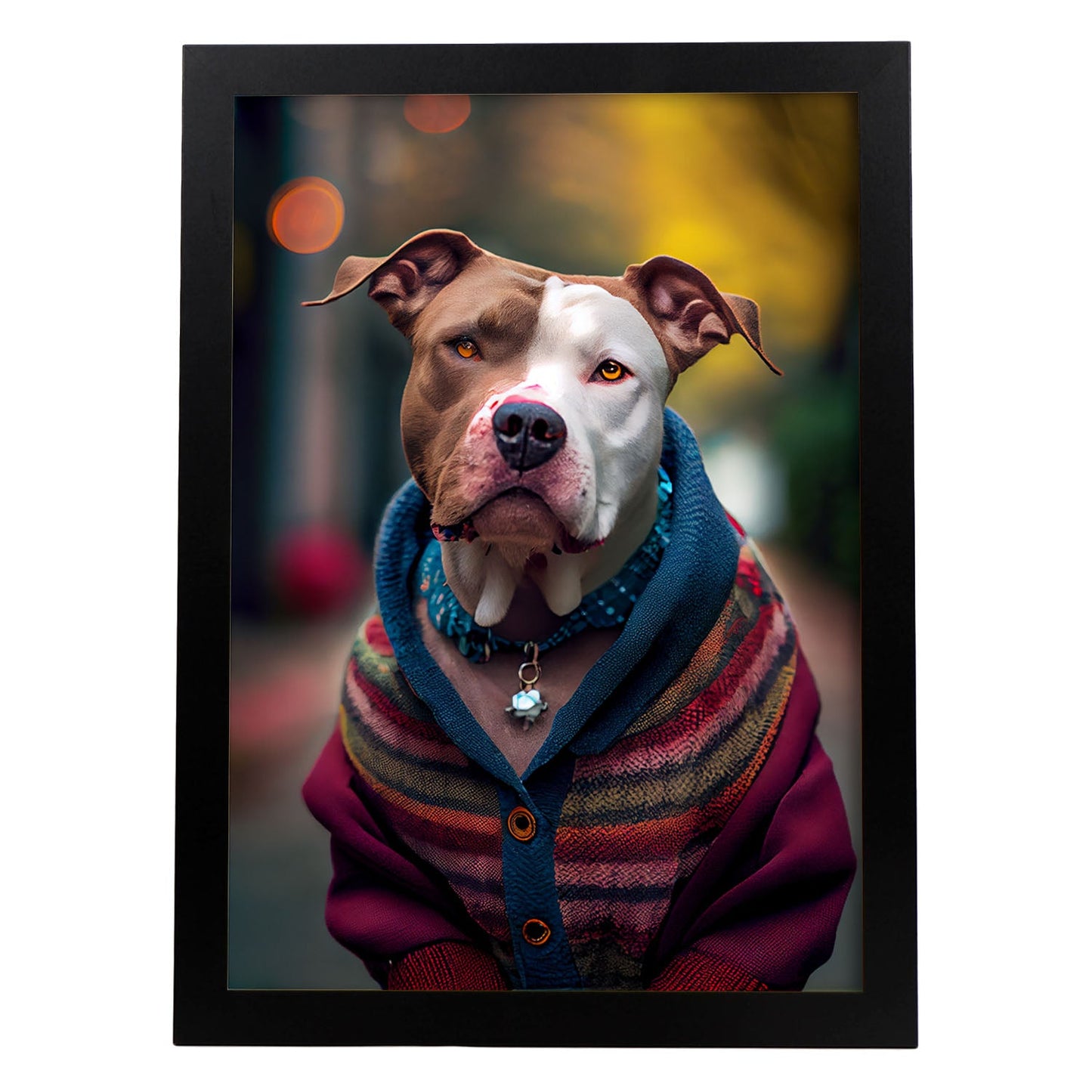 Nacnic Lámina Staffordshire Terrier Cooperativo en estilo Fotografía a todo color. Divertidas ilustraciones realistas de animales con ropa humana. Diseño y Decoración de Interiores.-Artwork-Nacnic-A4-Sin marco-Nacnic Estudio SL