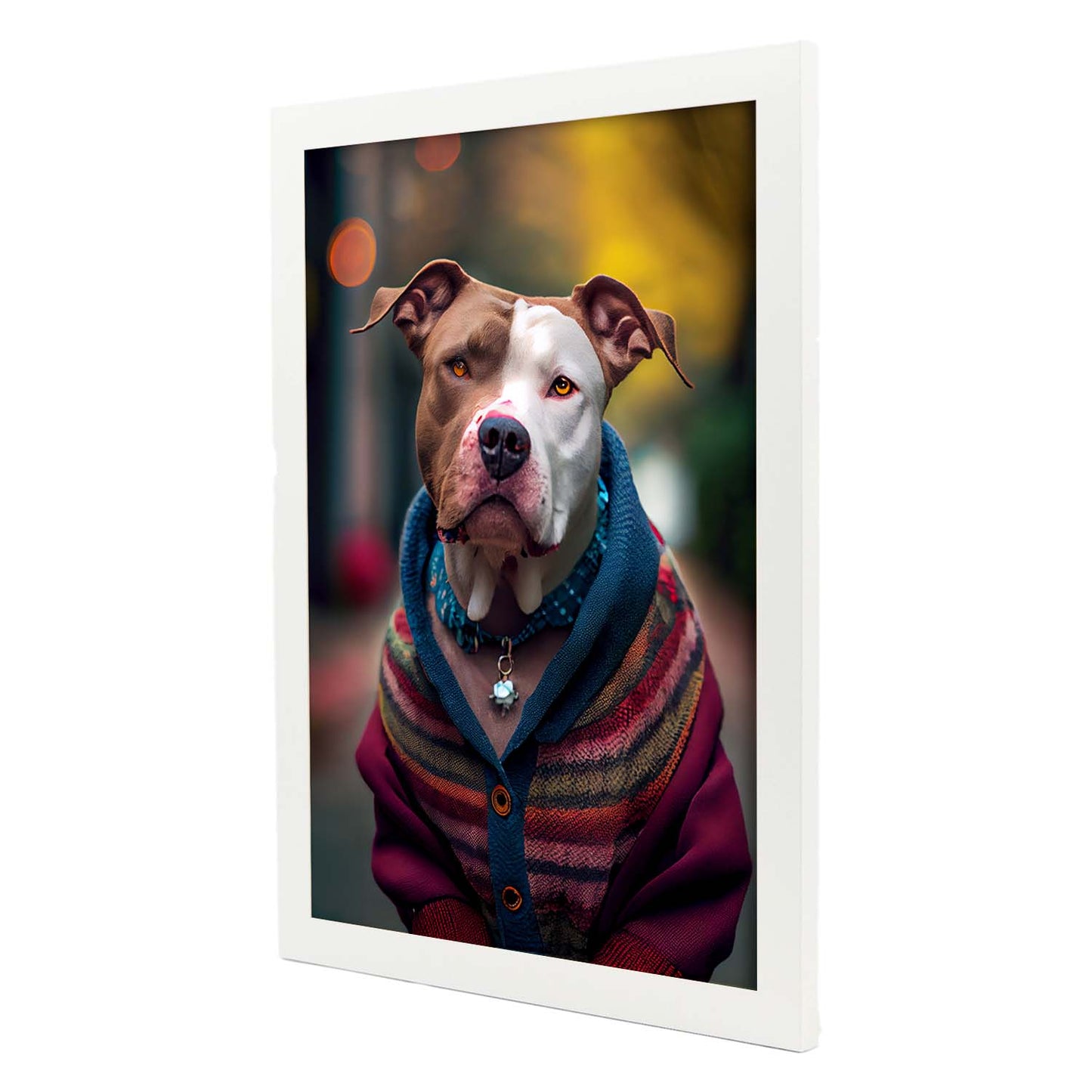Nacnic Lámina Staffordshire Terrier Cooperativo en estilo Fotografía a todo color. Divertidas ilustraciones realistas de animales con ropa humana. Diseño y Decoración de Interiores.-Artwork-Nacnic-Nacnic Estudio SL