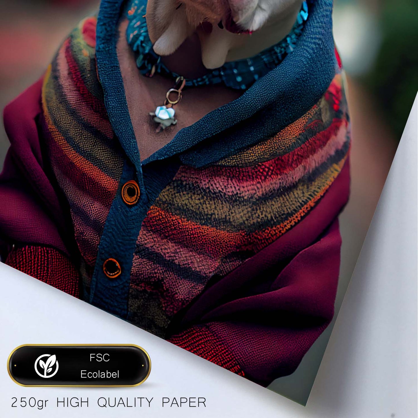 Nacnic Lámina Staffordshire Terrier Cooperativo en estilo Fotografía a todo color. Divertidas ilustraciones realistas de animales con ropa humana. Diseño y Decoración de Interiores.-Artwork-Nacnic-Nacnic Estudio SL