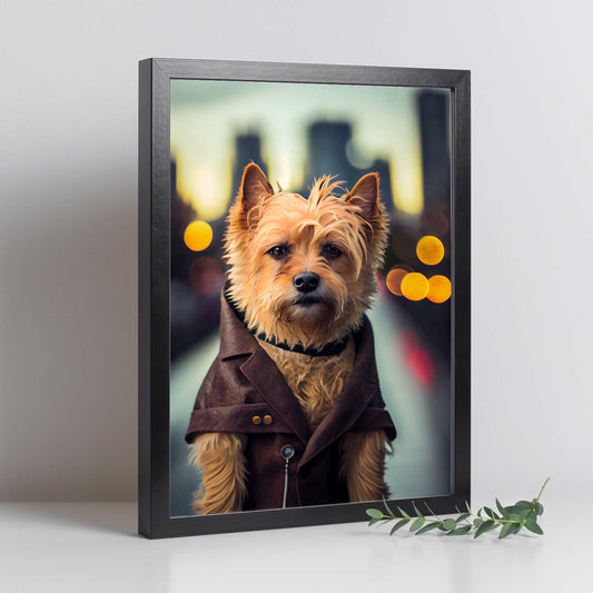 Nacnic Lámina Terrier de Australia Curioso en estilo Fotografía a todo color. Divertidas ilustraciones realistas de animales con ropa humana. Diseño y Decoración de Interiores.-Artwork-Nacnic-Nacnic Estudio SL