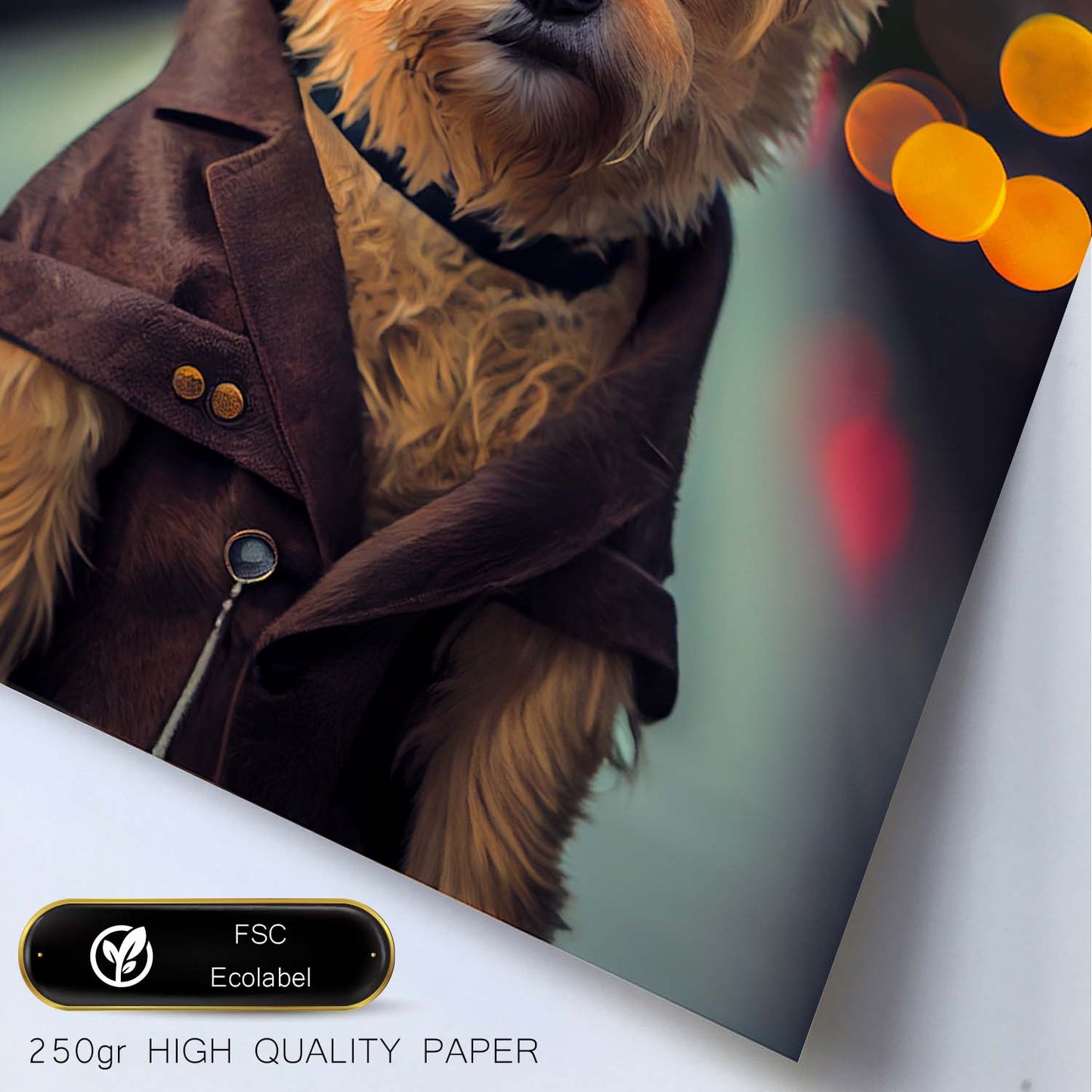 Nacnic Lámina Terrier de Australia Curioso en estilo Fotografía a todo color. Divertidas ilustraciones realistas de animales con ropa humana. Diseño y Decoración de Interiores.-Artwork-Nacnic-Nacnic Estudio SL