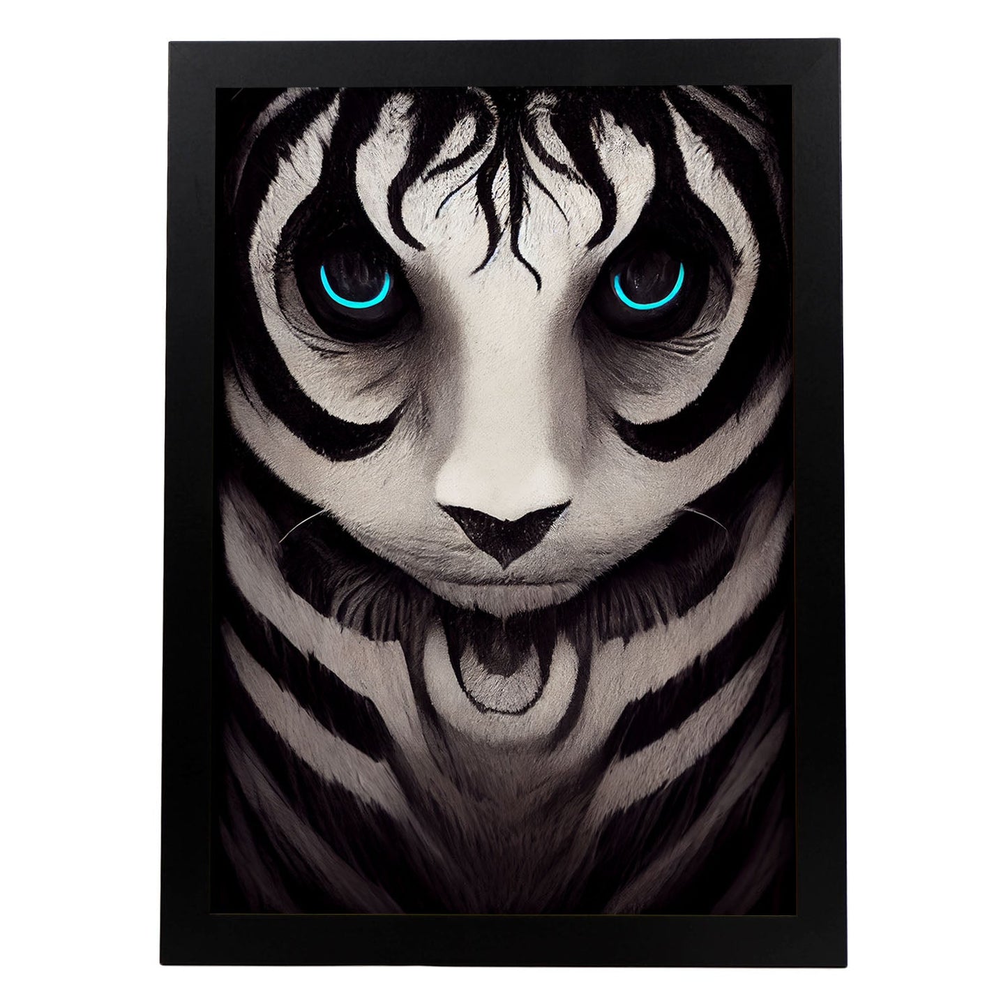 Nacnic Lámina Tigre Dinámico estilo T. Burton. Ilustraciones y pósters de animales inspirados en el arte gótico y oscuro de Burton. Diseño y Decoración de Interiores.-Artwork-Nacnic-A4-Sin marco-Nacnic Estudio SL