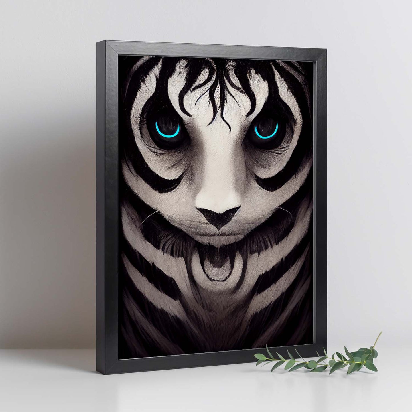 Nacnic Lámina Tigre Dinámico estilo T. Burton. Ilustraciones y pósters de animales inspirados en el arte gótico y oscuro de Burton. Diseño y Decoración de Interiores.-Artwork-Nacnic-Nacnic Estudio SL