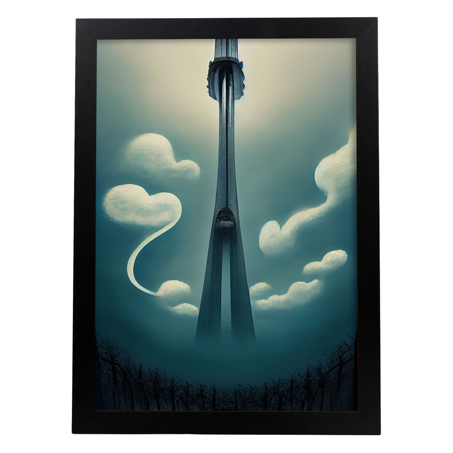 Nacnic Lámina Torre CN Energético al estilo de T. Burton. Ilustraciones de monumentos, ciudades, paises inspiradas en arte gótico y oscuro. Diseño y Decoración de Interiores.-Artwork-Nacnic-A4-Sin marco-Nacnic Estudio SL