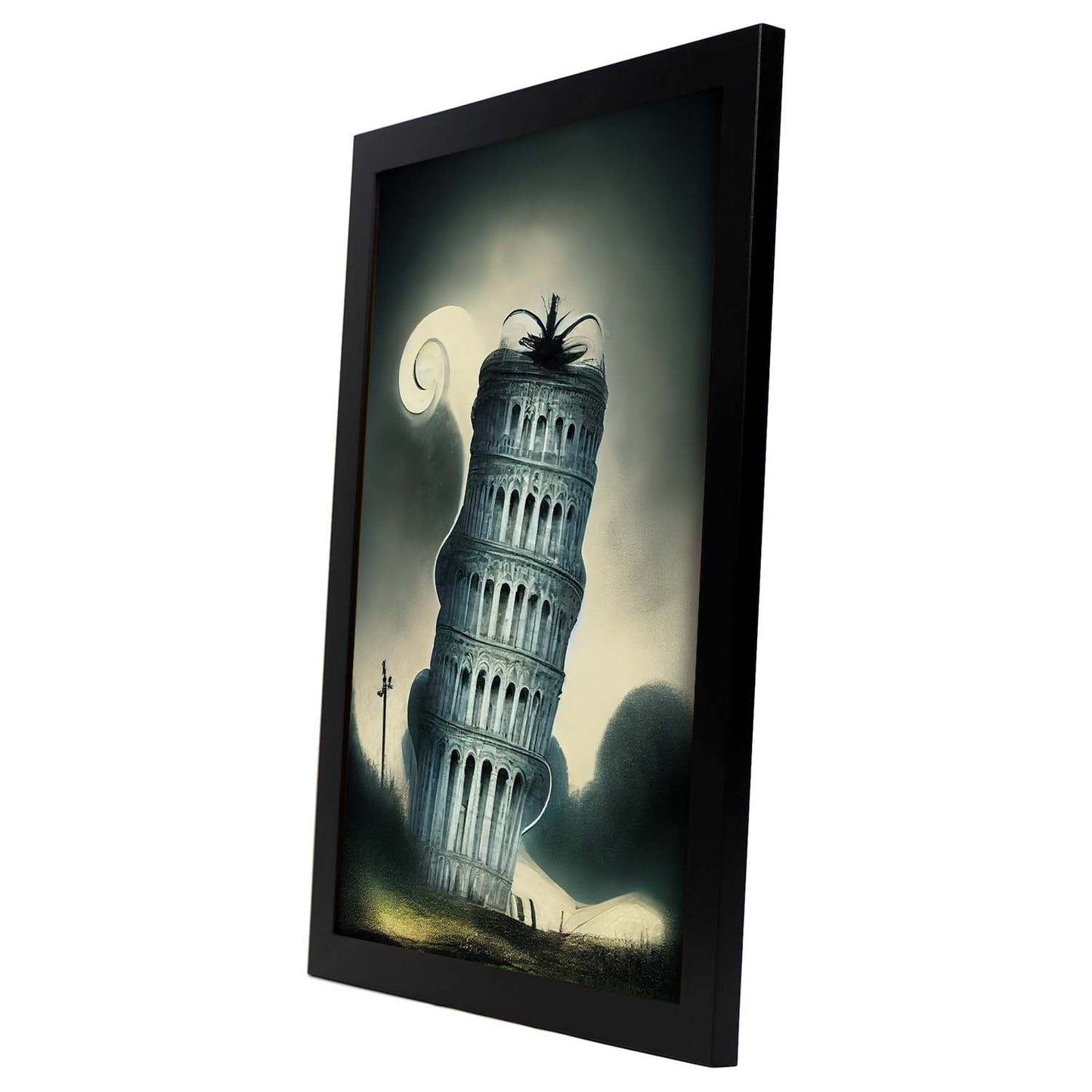 Nacnic Lámina Torre de Pisa Valiente al estilo de T. Burton. Ilustraciones de monumentos, ciudades, paises inspiradas en arte gótico y oscuro. Diseño y Decoración de Interiores.-Artwork-Nacnic-Nacnic Estudio SL