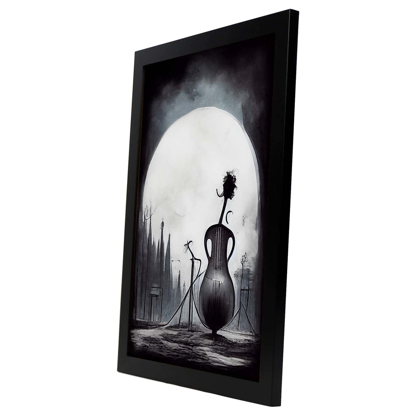 Nacnic Lámina Violonchelo Racional al estilo de T. Burton. Ilustraciones de escenas y lugares inspiradas en arte gótico y oscuro. Diseño y Decoración de Interiores.-Artwork-Nacnic-Nacnic Estudio SL