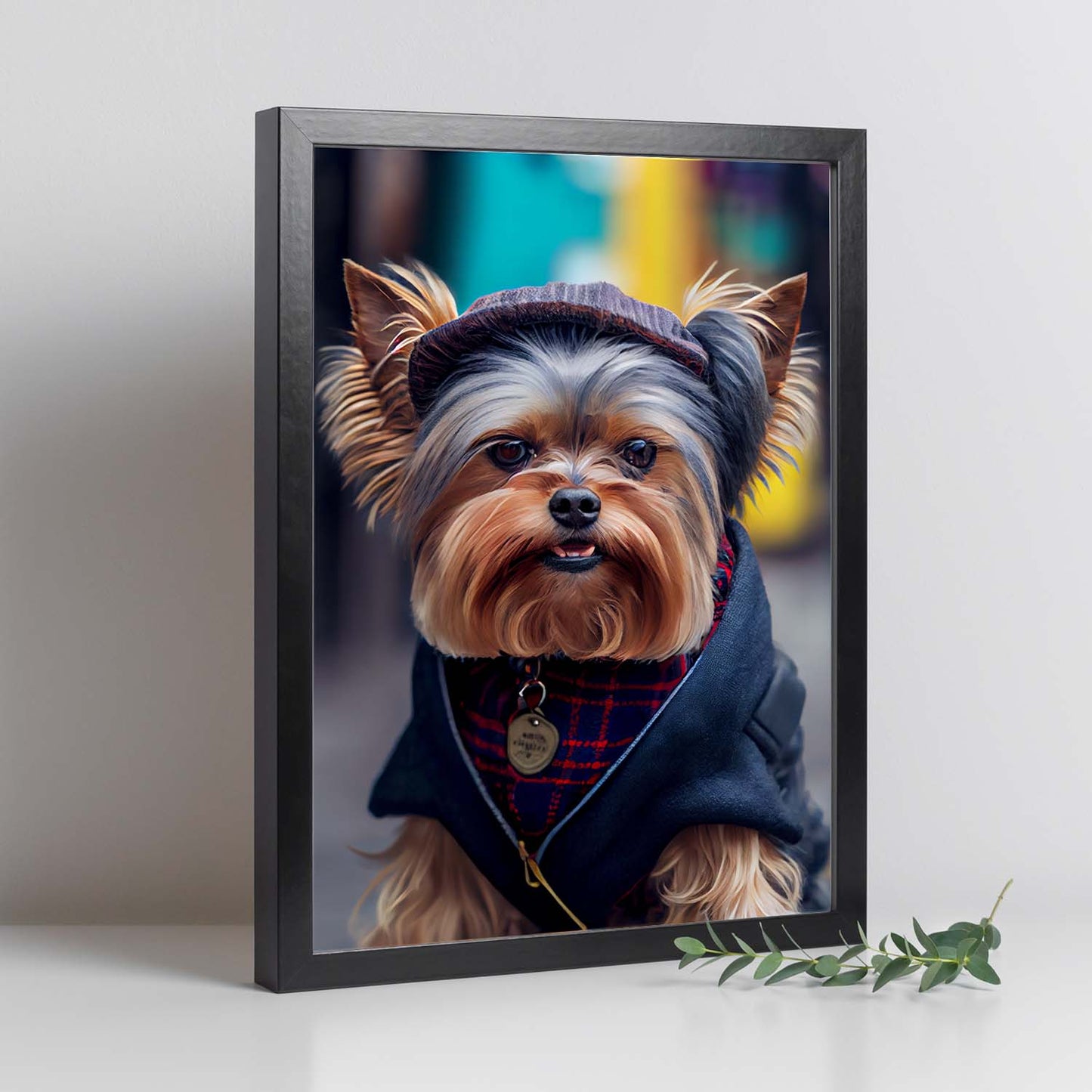 Nacnic Lámina Yorkshire Terrier Encantador en estilo Fotografía a todo color. Divertidas ilustraciones realistas de animales con ropa humana. Diseño y Decoración de Interiores.-Artwork-Nacnic-Nacnic Estudio SL