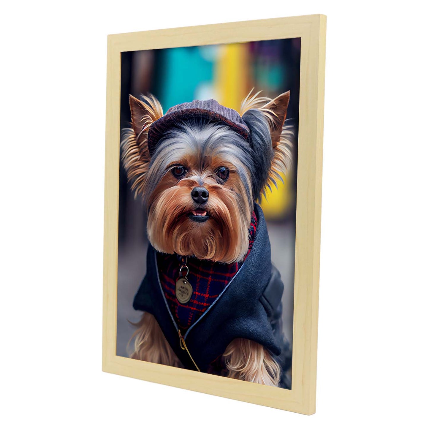 Nacnic Lámina Yorkshire Terrier Encantador en estilo Fotografía a todo color. Divertidas ilustraciones realistas de animales con ropa humana. Diseño y Decoración de Interiores.-Artwork-Nacnic-Nacnic Estudio SL