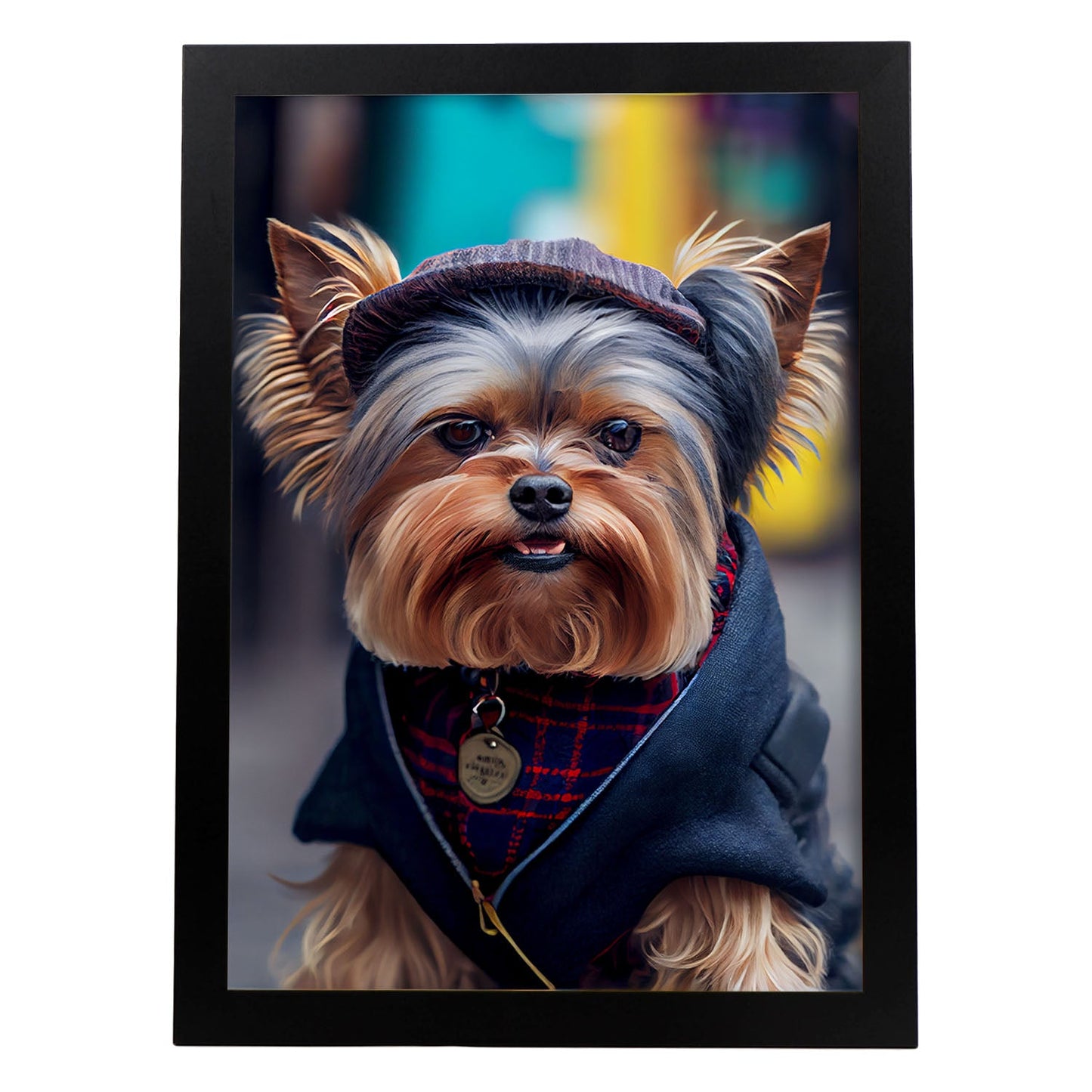 Nacnic Lámina Yorkshire Terrier Encantador en estilo Fotografía a todo color. Divertidas ilustraciones realistas de animales con ropa humana. Diseño y Decoración de Interiores.-Artwork-Nacnic-A4-Sin marco-Nacnic Estudio SL