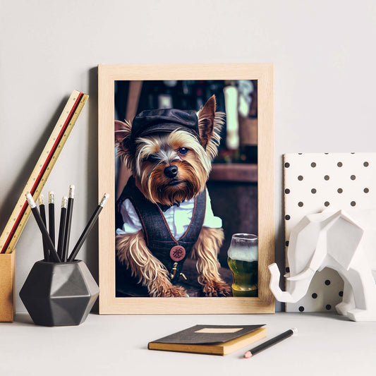 Nacnic Lámina Yorkshire Terrier Práctico en estilo Fotografía a todo color. Divertidas ilustraciones realistas de animales con ropa humana. Diseño y Decoración de Interiores.-Artwork-Nacnic-Nacnic Estudio SL