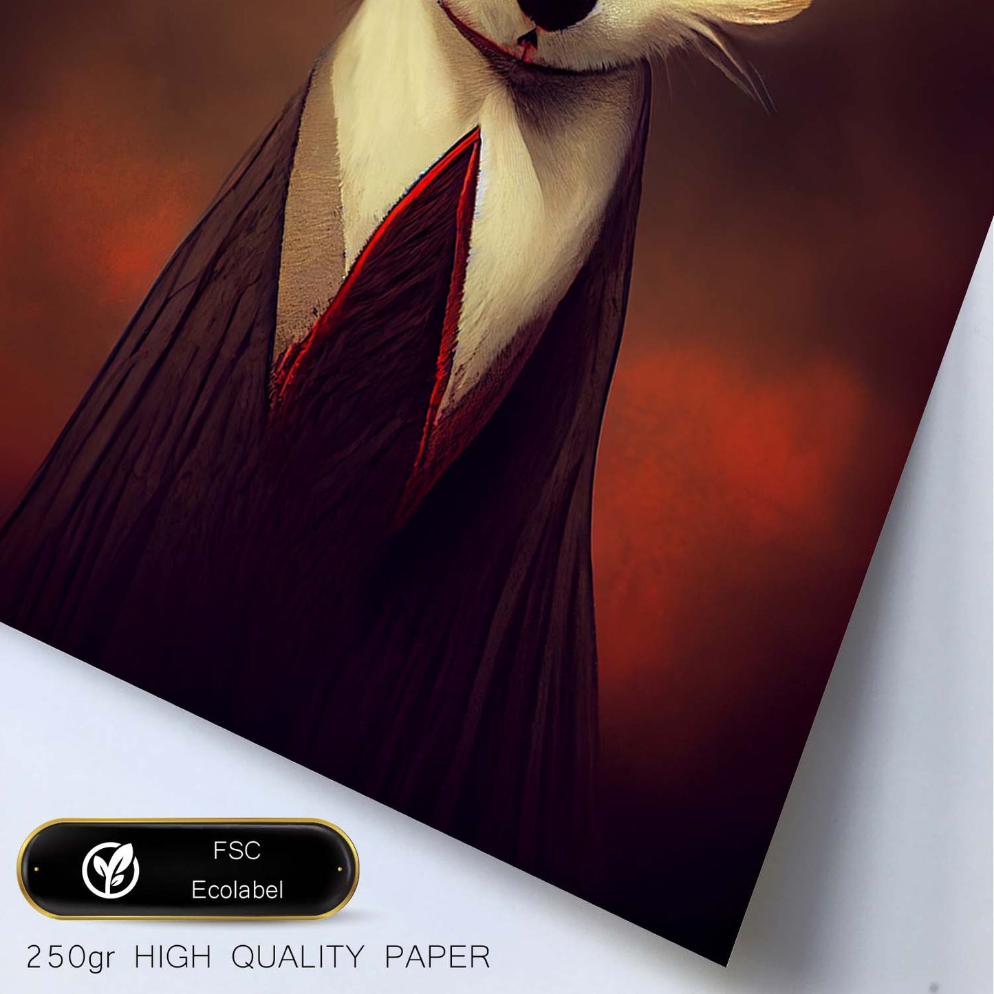 Nacnic Lámina Zorro Confiado estilo T. Burton. Ilustraciones y pósters de animales inspirados en el arte gótico y oscuro de Burton. Diseño y Decoración de Interiores.-Artwork-Nacnic-Nacnic Estudio SL