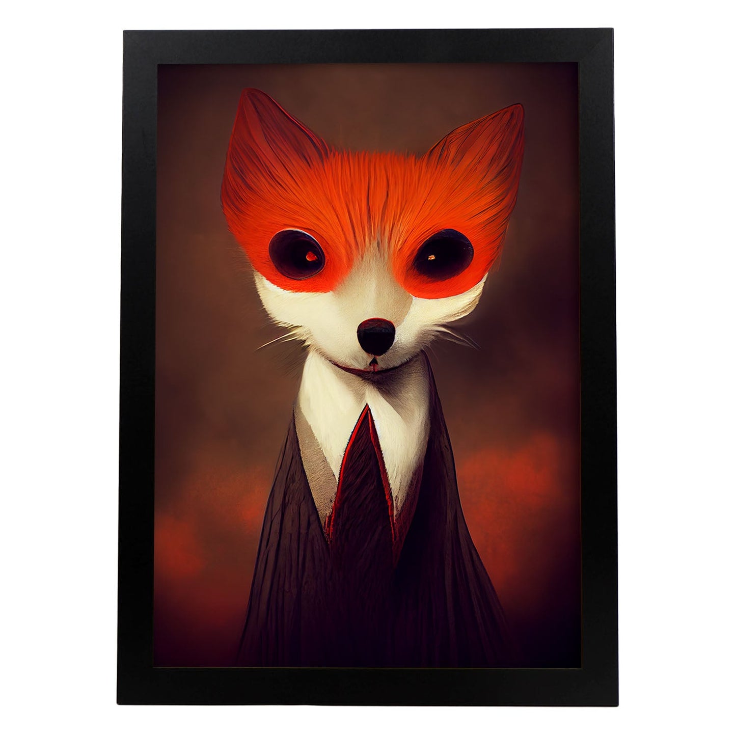 Nacnic Lámina Zorro Confiado estilo T. Burton. Ilustraciones y pósters de animales inspirados en el arte gótico y oscuro de Burton. Diseño y Decoración de Interiores.-Artwork-Nacnic-A4-Sin marco-Nacnic Estudio SL