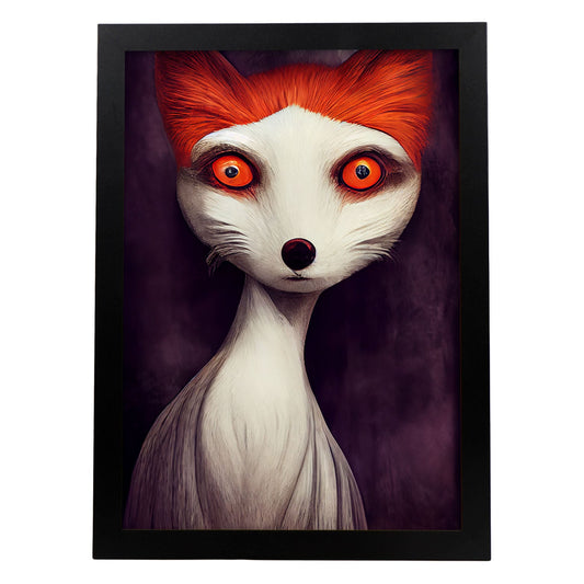 Nacnic Lámina Zorro Dependiente estilo T. Burton. Ilustraciones y pósters de animales inspirados en el arte gótico y oscuro de Burton. Diseño y Decoración de Interiores.-Artwork-Nacnic-A4-Sin marco-Nacnic Estudio SL