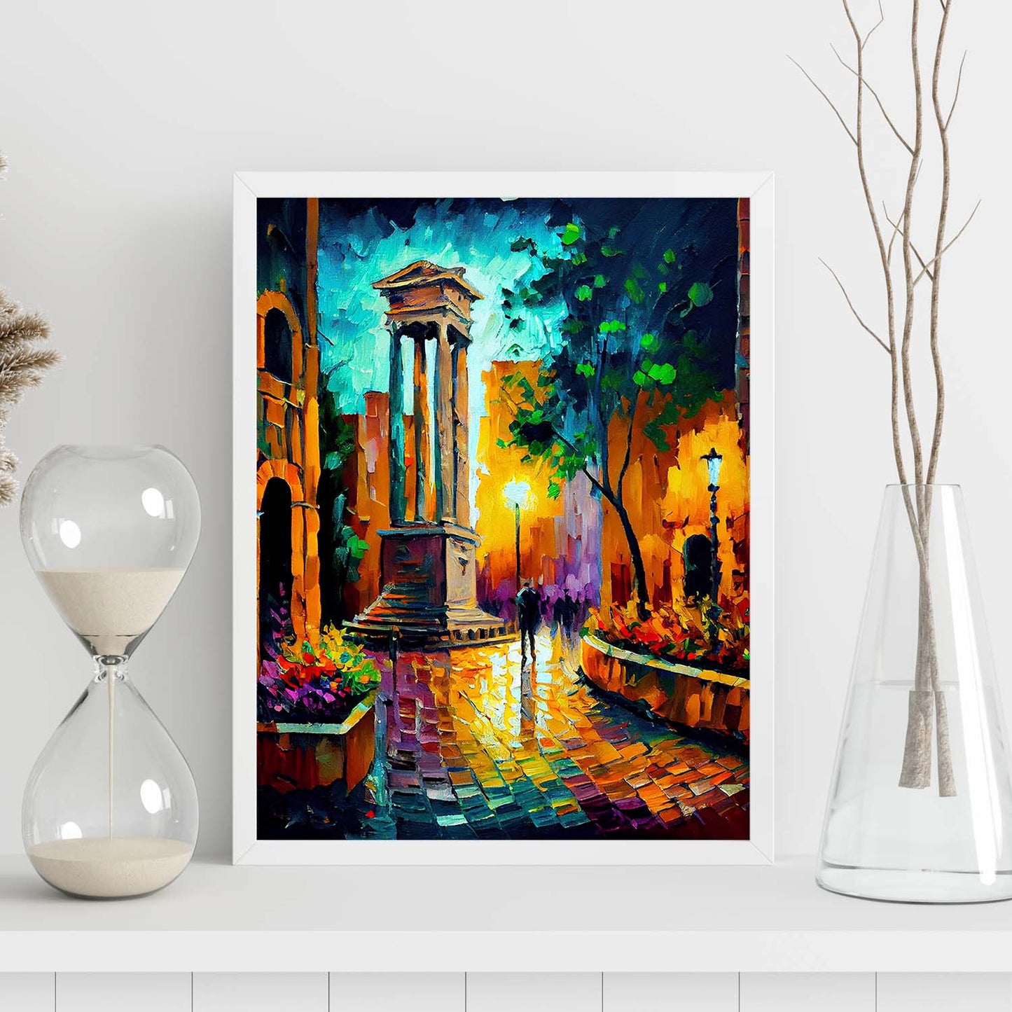 Nacnic Largo di Torre Argentina Roma Italia Pintura al óleo Bru. Estampados de arte de pared estético para el diseño de dormitorio o sala de estar.-Artwork-Nacnic-Nacnic Estudio SL