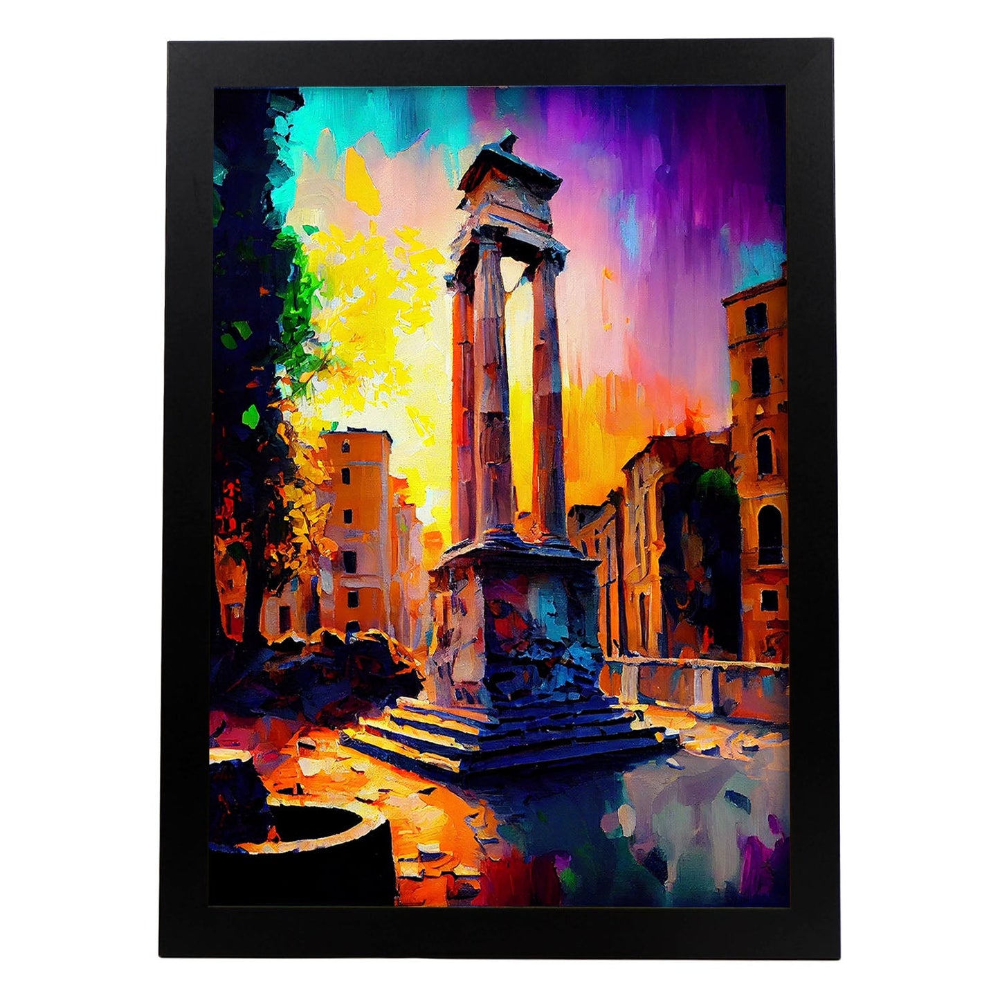 Nacnic Largo di Torre Argentina Roma Italia Pintura al óleo Bru. Estampados de arte de pared estético para el diseño de dormitorio o sala de estar.-Artwork-Nacnic-A4-Sin marco-Nacnic Estudio SL