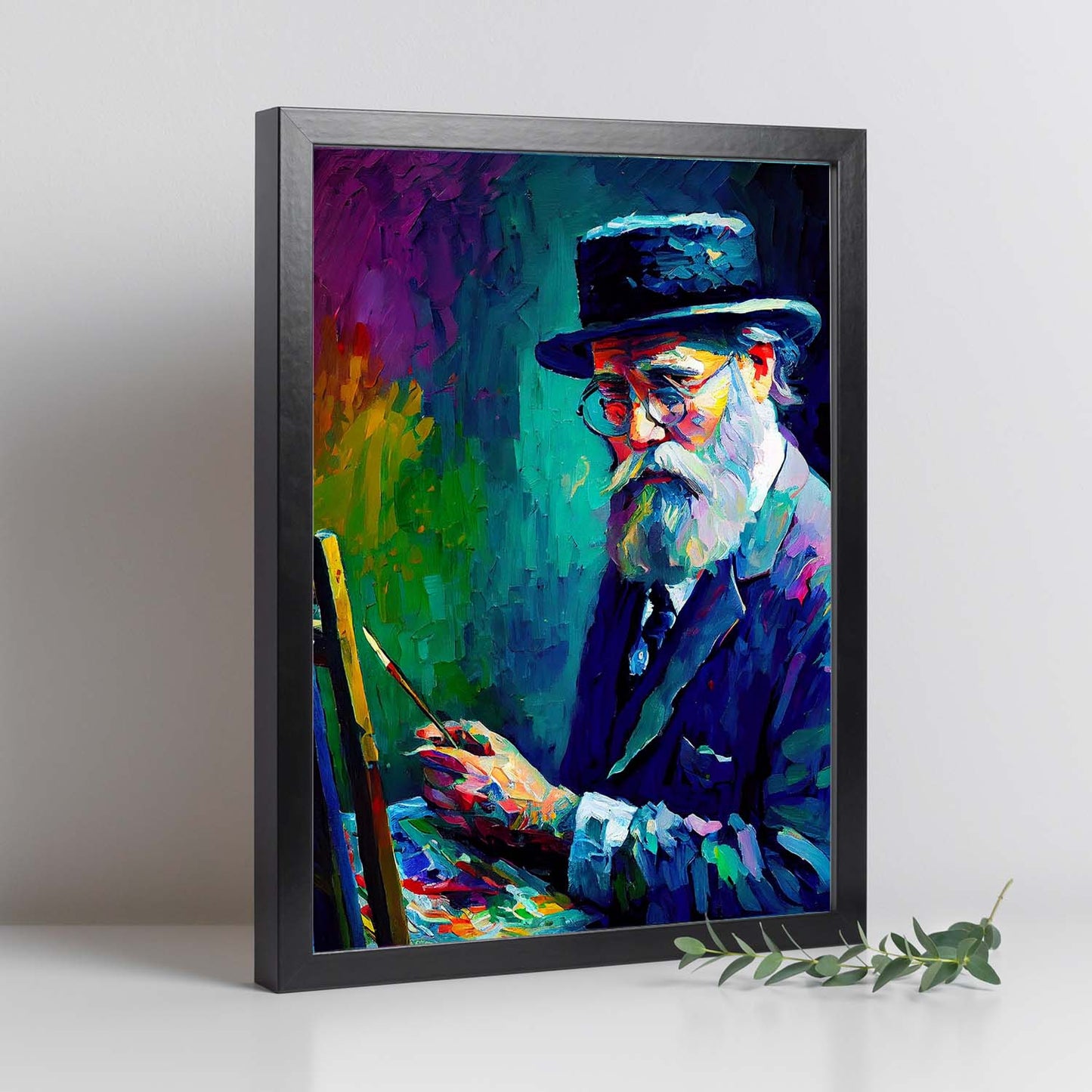 Nacnic Leo Burnett Pintura al óleo de los pinceles Colorful Hap. Estampados de arte de pared estético para el diseño de dormitorio o sala de estar.-Artwork-Nacnic-Nacnic Estudio SL