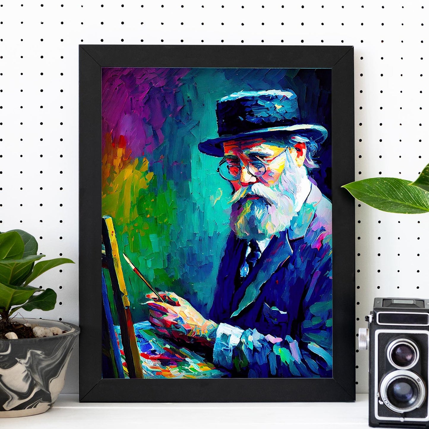 Nacnic Leo Burnett Pintura al óleo de los pinceles Colorful Hap. Estampados de arte de pared estético para el diseño de dormitorio o sala de estar.-Artwork-Nacnic-Nacnic Estudio SL