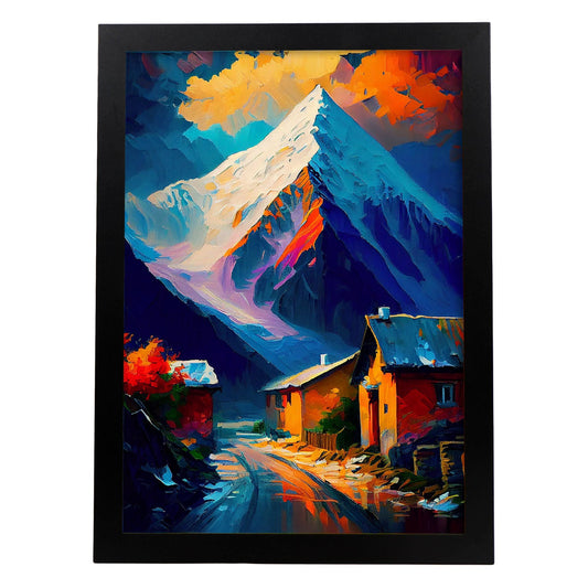 Nacnic Lhotse Pintura al óleo Strokes Colorfull Happy Co. Estampados de arte de pared estético para el diseño de dormitorio o sala de estar.-Artwork-Nacnic-A4-Sin marco-Nacnic Estudio SL