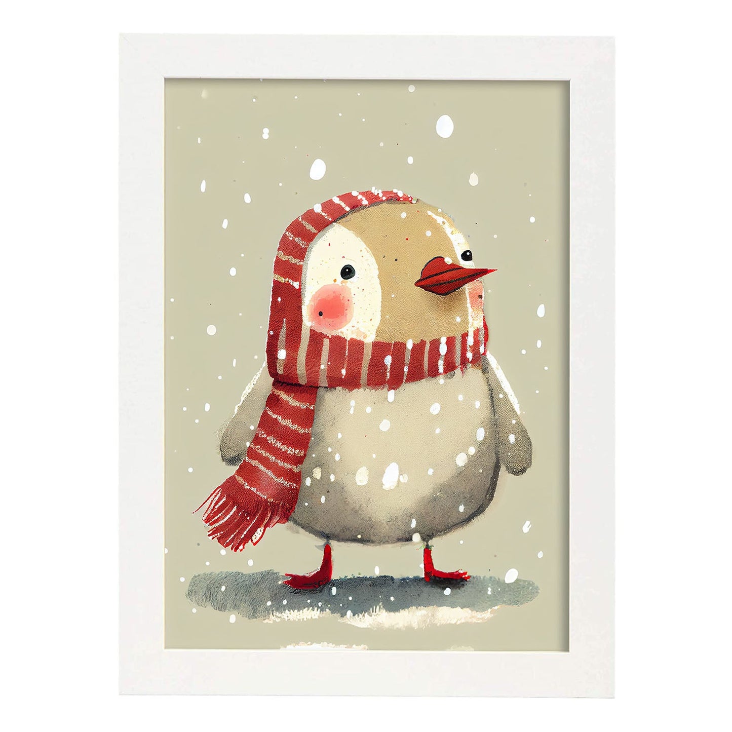 Nacnic Lindo Baby Baby Turkey con rojo. Estampados de arte de pared estético para el diseño de dormitorio o sala de estar.-Artwork-Nacnic-A4-Marco Blanco-Nacnic Estudio SL