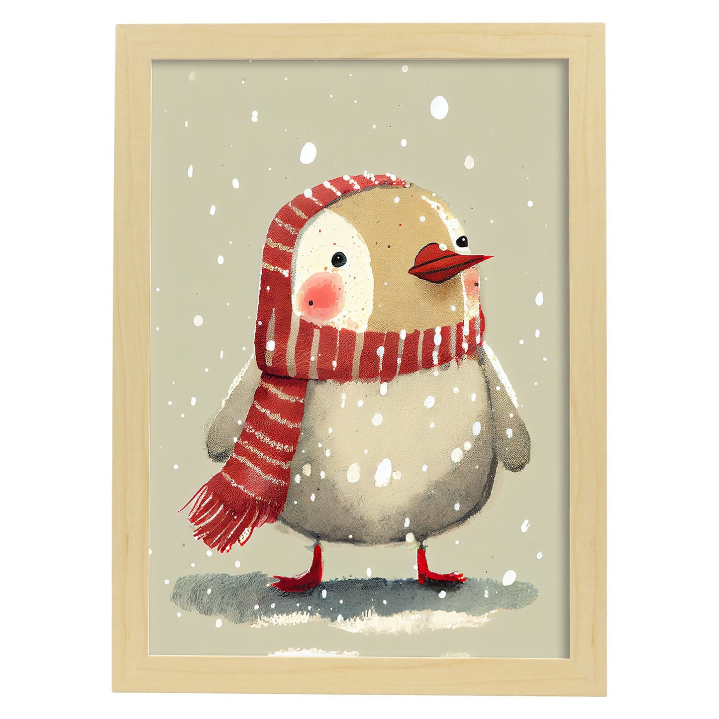 Nacnic Lindo Baby Baby Turkey con rojo. Estampados de arte de pared estético para el diseño de dormitorio o sala de estar.-Artwork-Nacnic-A4-Marco Madera clara-Nacnic Estudio SL