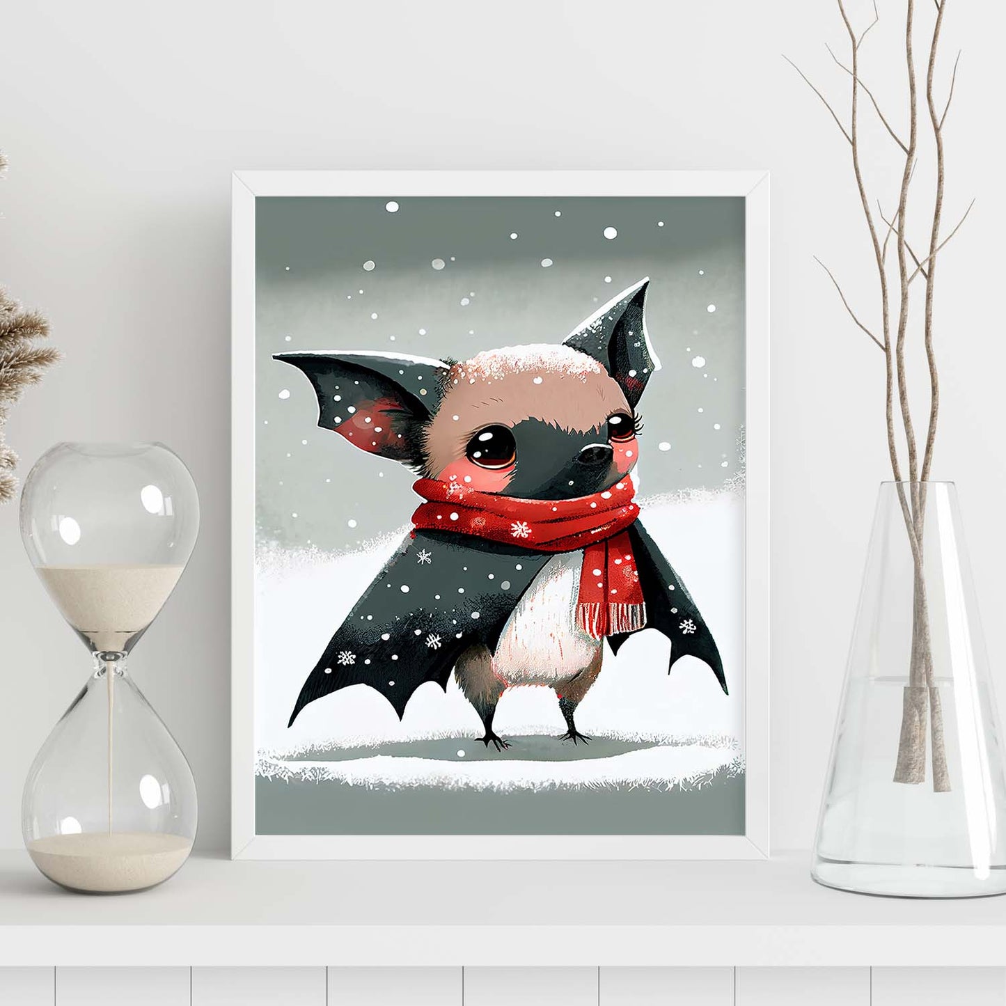 Nacnic Lindo Baby Bat con rojo. Estampados de arte de pared estético para el diseño de dormitorio o sala de estar.-Artwork-Nacnic-Nacnic Estudio SL