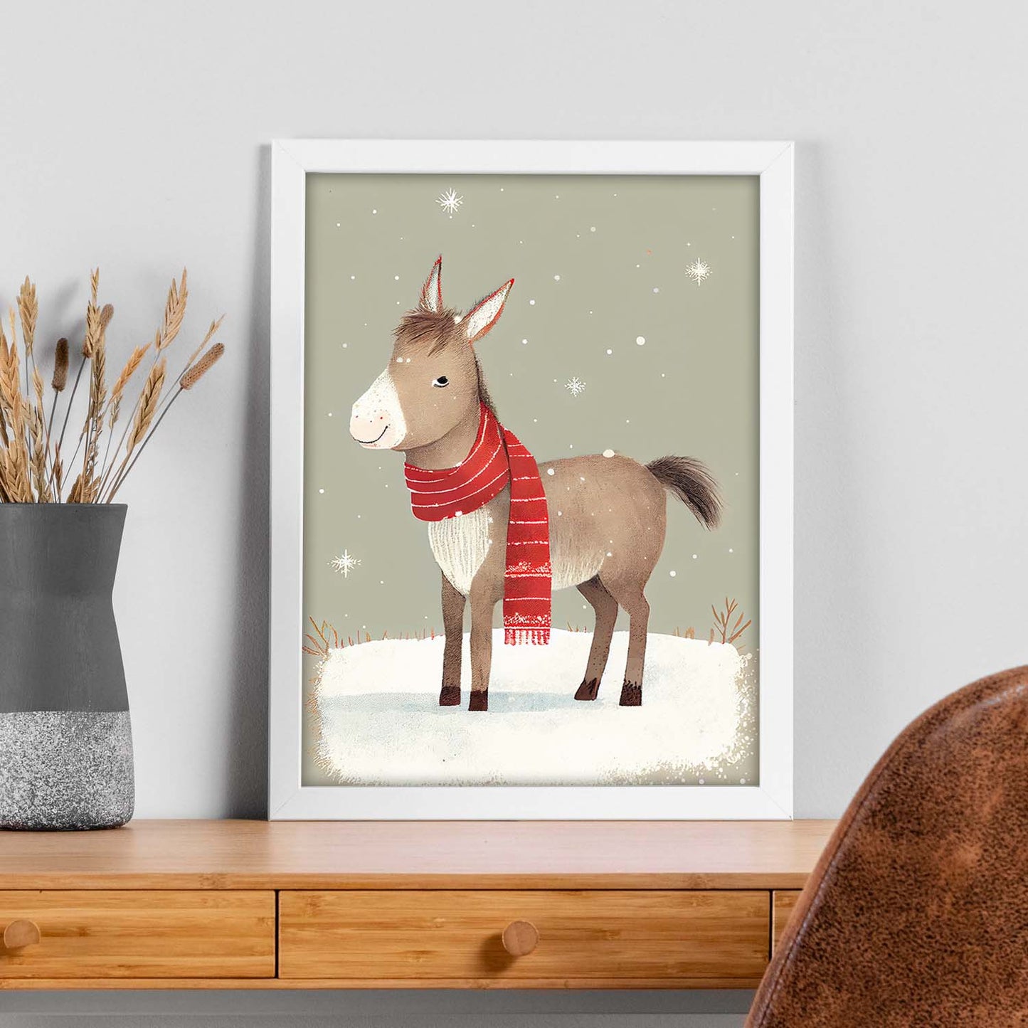 Nacnic lindo bebé burro con rojo. Estampados de arte de pared estético para el diseño de dormitorio o sala de estar.-Artwork-Nacnic-Nacnic Estudio SL