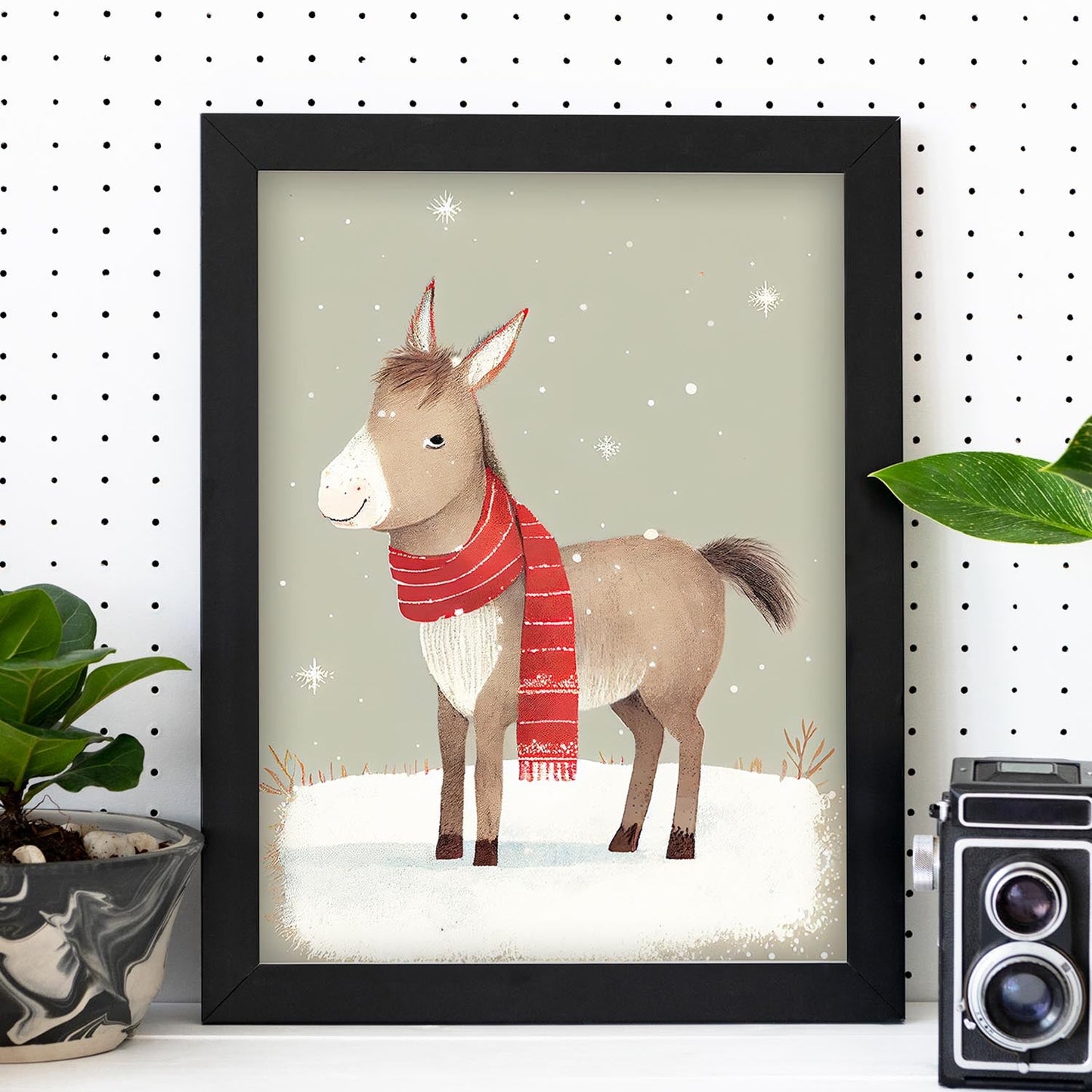 Nacnic lindo bebé burro con rojo. Estampados de arte de pared estético para el diseño de dormitorio o sala de estar.-Artwork-Nacnic-Nacnic Estudio SL