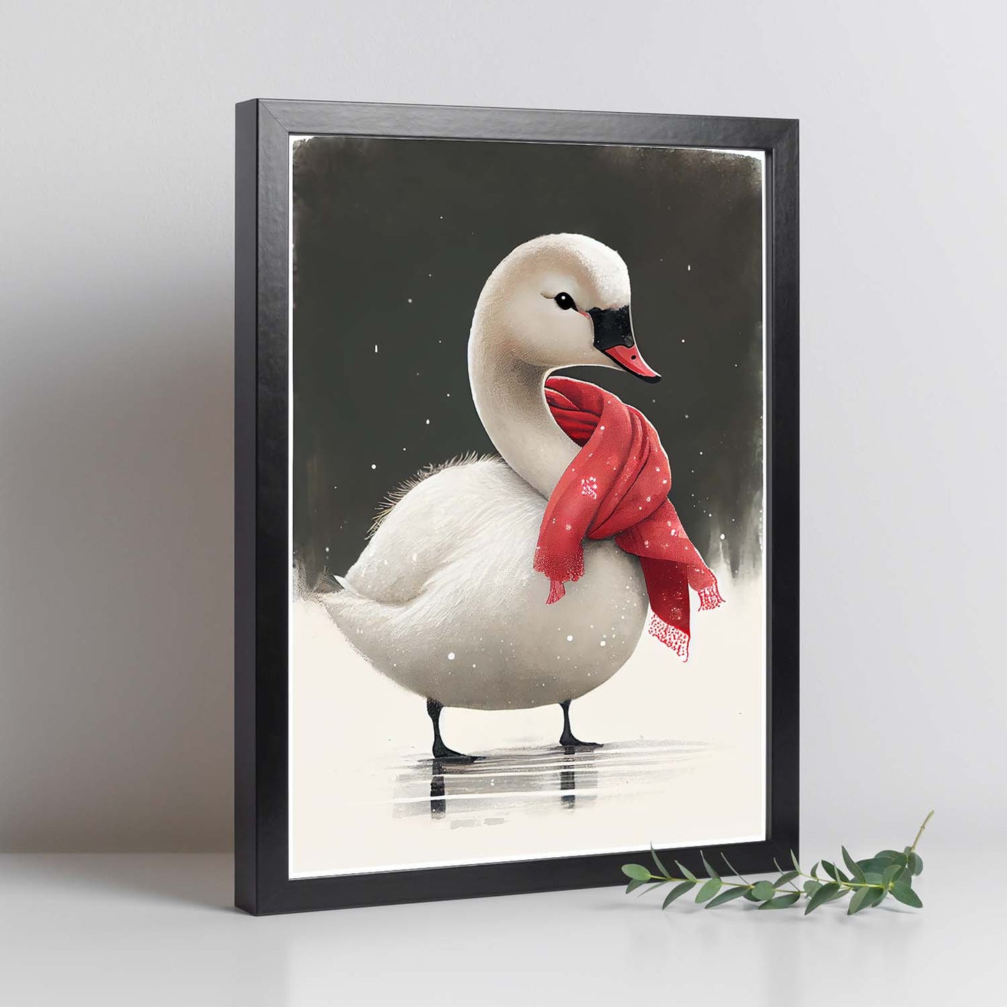 Nacnic lindo bebé cisne con rojo. Estampados de arte de pared estético para el diseño de dormitorio o sala de estar.-Artwork-Nacnic-Nacnic Estudio SL