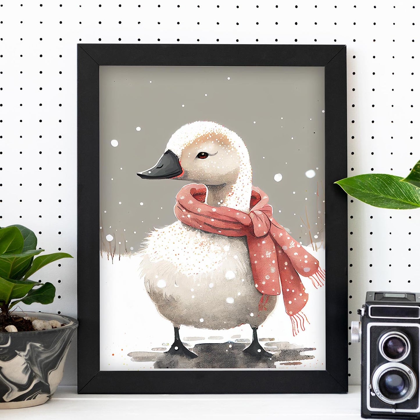 Nacnic lindo bebé cisne con rojo. Estampados de arte de pared estético para el diseño de dormitorio o sala de estar.-Artwork-Nacnic-Nacnic Estudio SL
