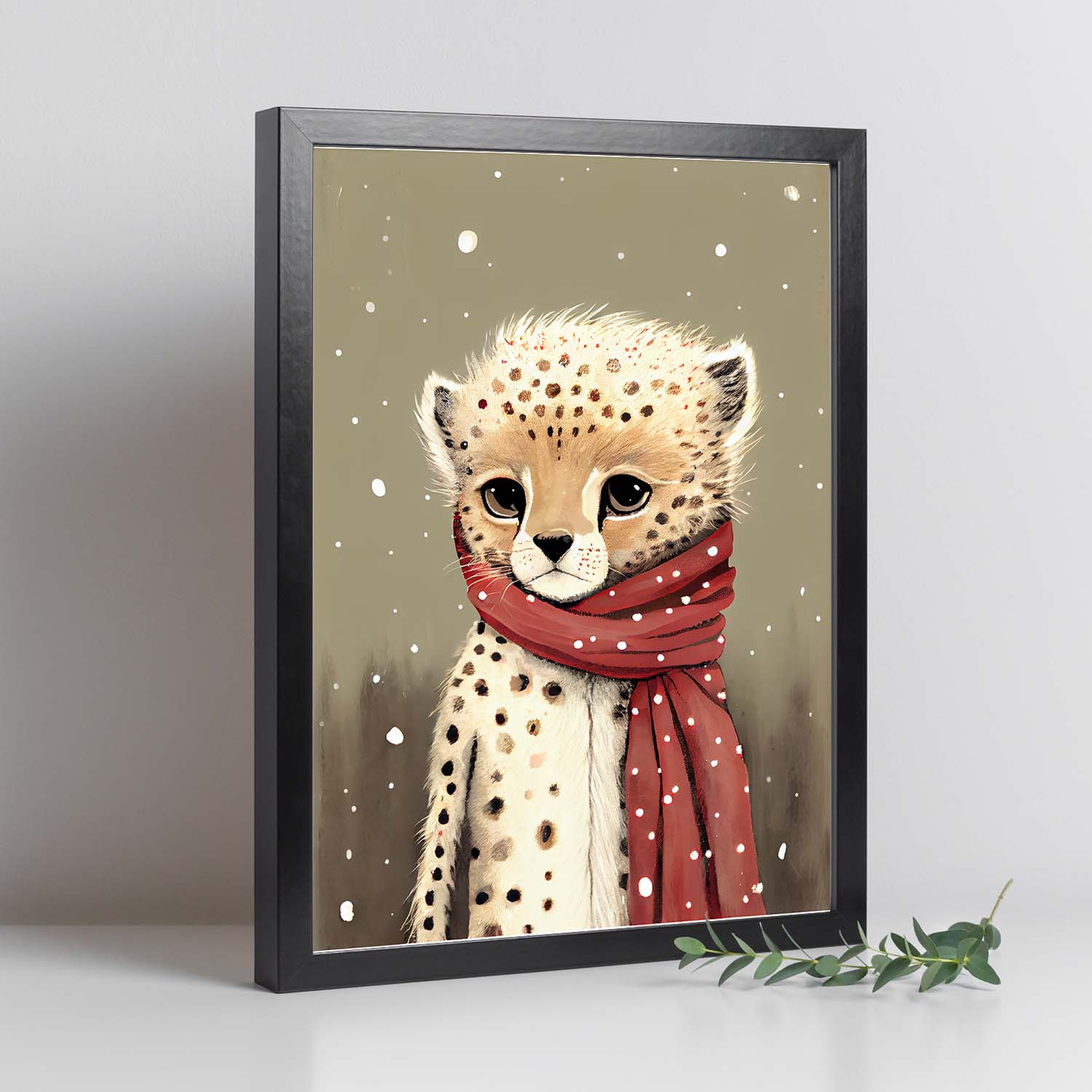 Nacnic lindo bebé guepardo con rojo. Estampados de arte de pared estético para el diseño de dormitorio o sala de estar.-Artwork-Nacnic-Nacnic Estudio SL