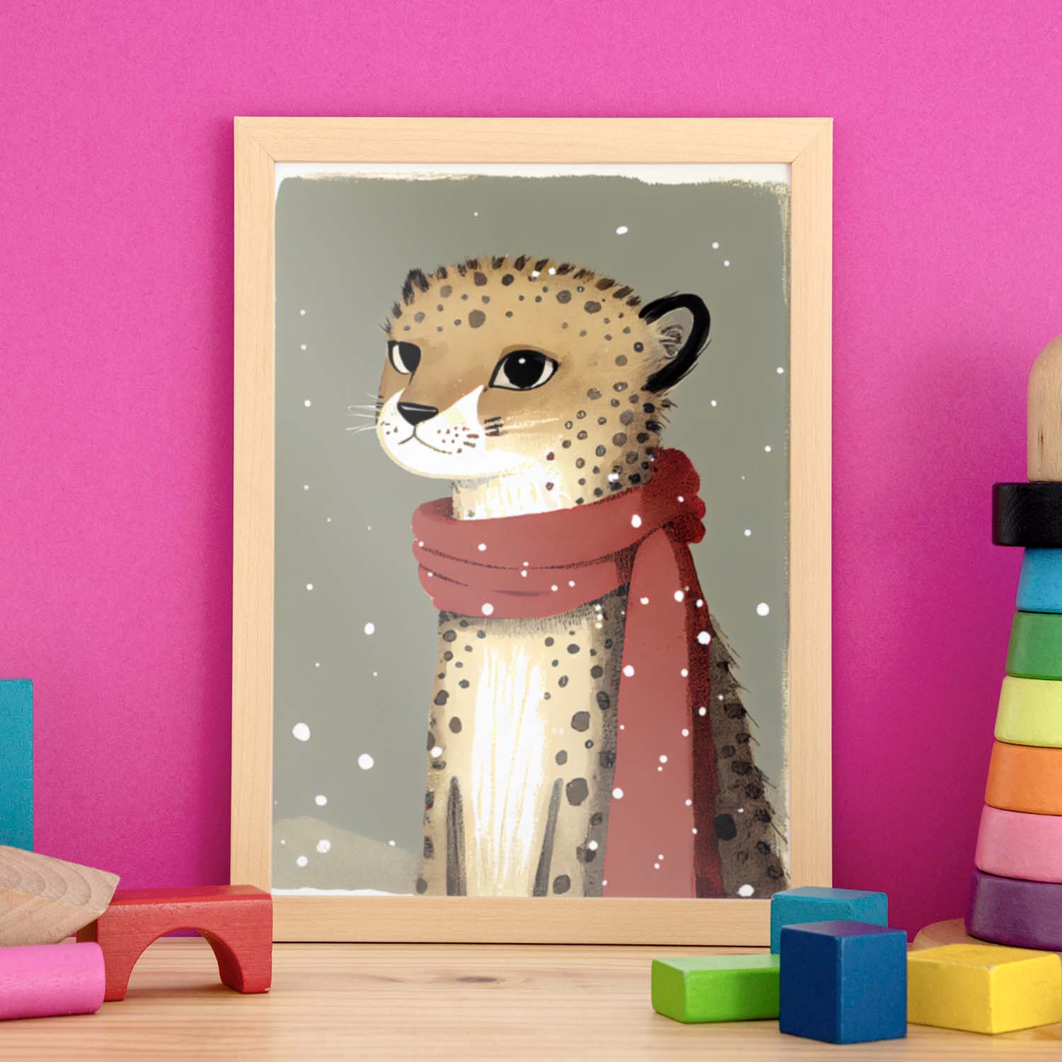 Nacnic lindo bebé guepardo con rojo. Estampados de arte de pared estético para el diseño de dormitorio o sala de estar.-Artwork-Nacnic-Nacnic Estudio SL